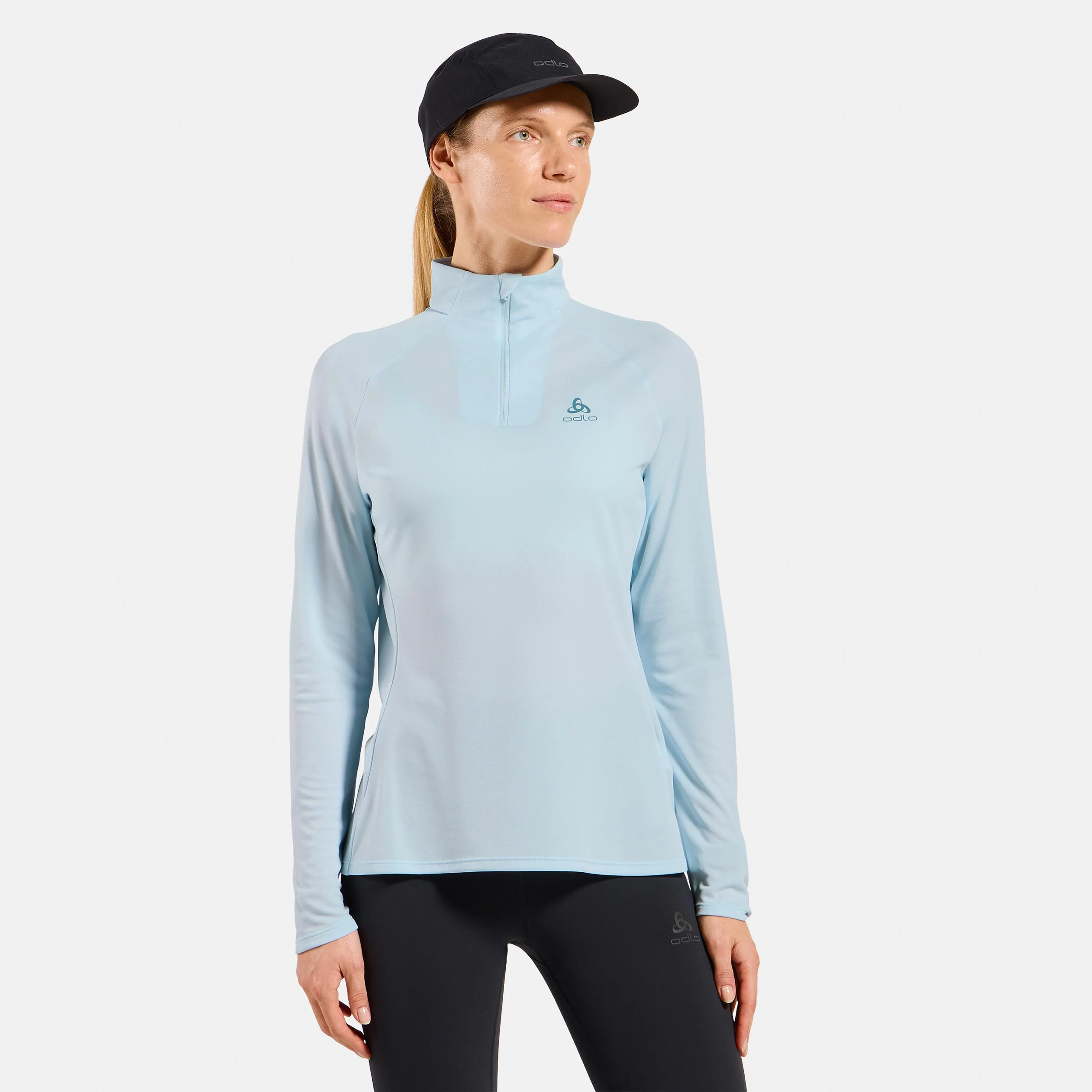 Essential 1/2 Zip Laufshirt Damen-hellblau - Image 3