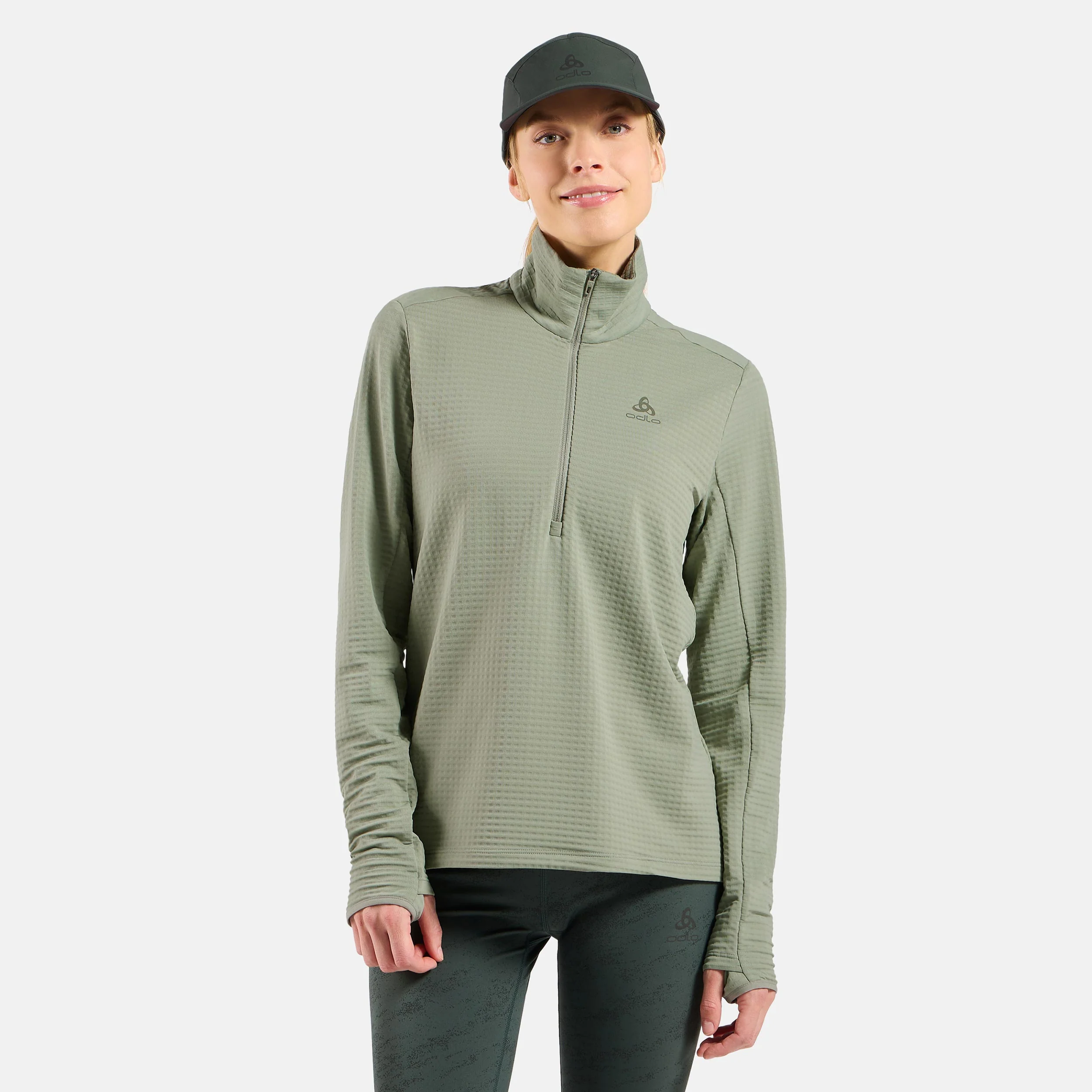 Essential Thermal Midlayer 1/2 Zip Laufshirt Damen-Oliv - Image 3