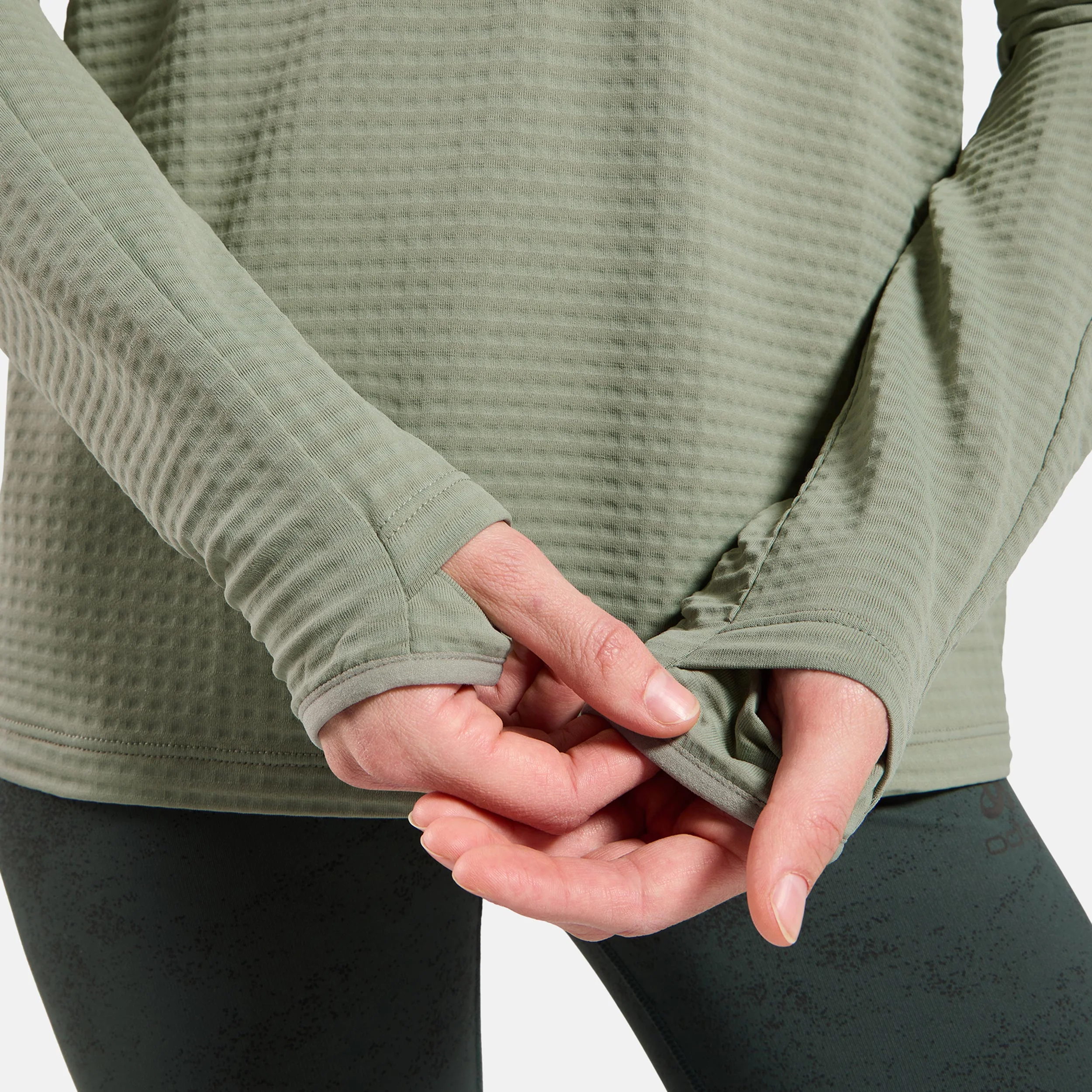 Essential Thermal Midlayer 1/2 Zip Laufshirt Damen-Oliv - Image 6
