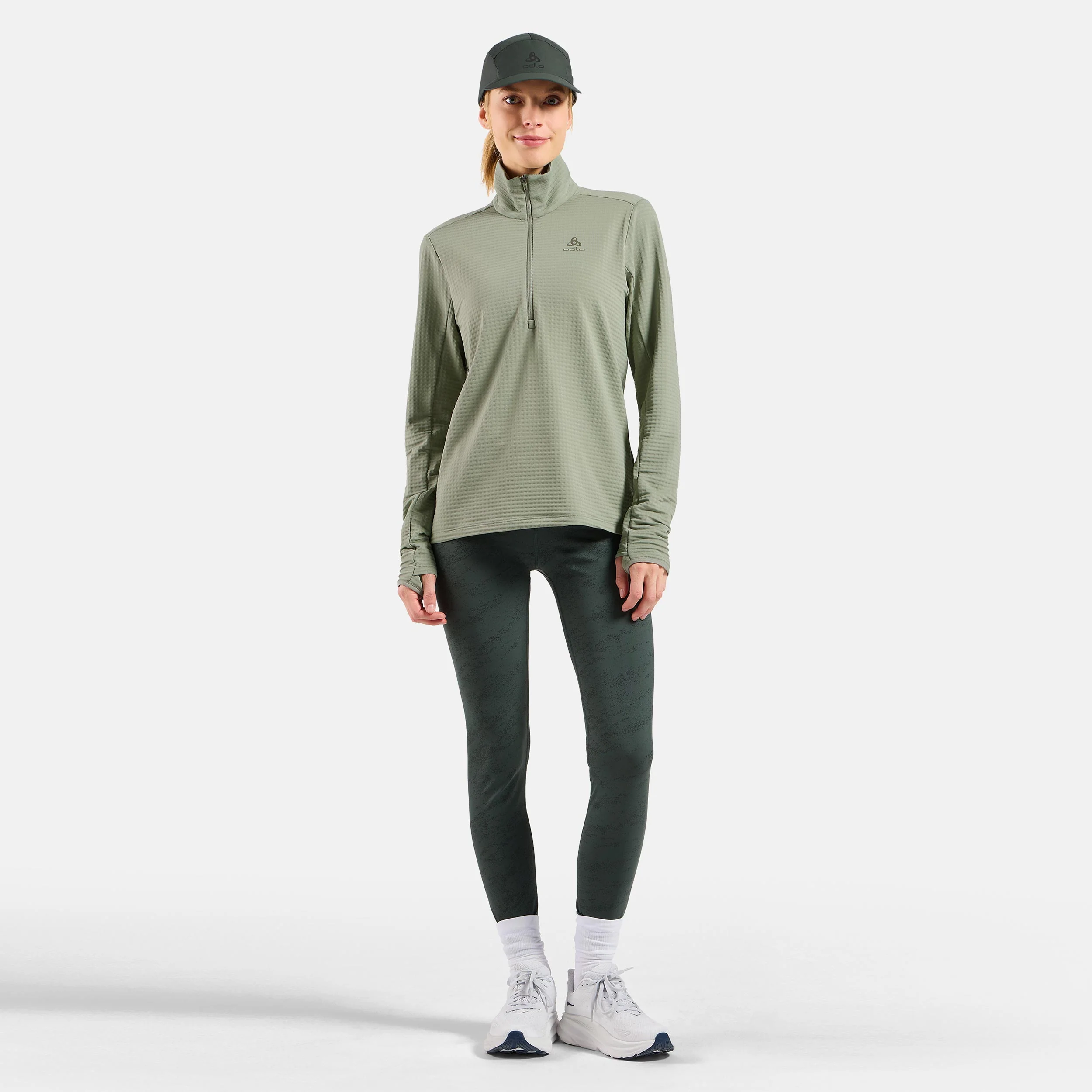 Essential Thermal Midlayer 1/2 Zip Laufshirt Damen-Oliv - Image 7