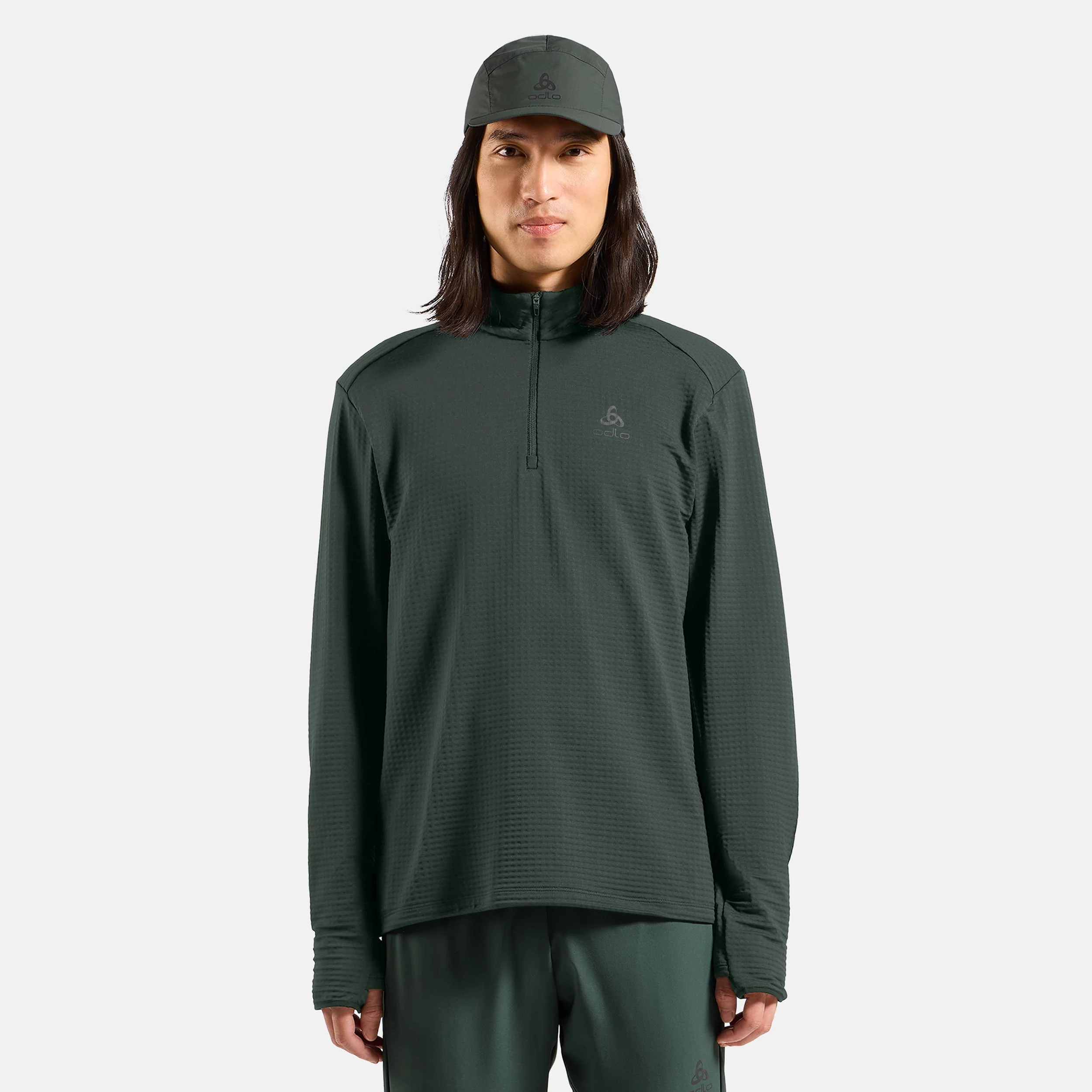 Essential Thermal Midlayer 1/2 Zip Laufshirt Herren-Oliv - Image 3