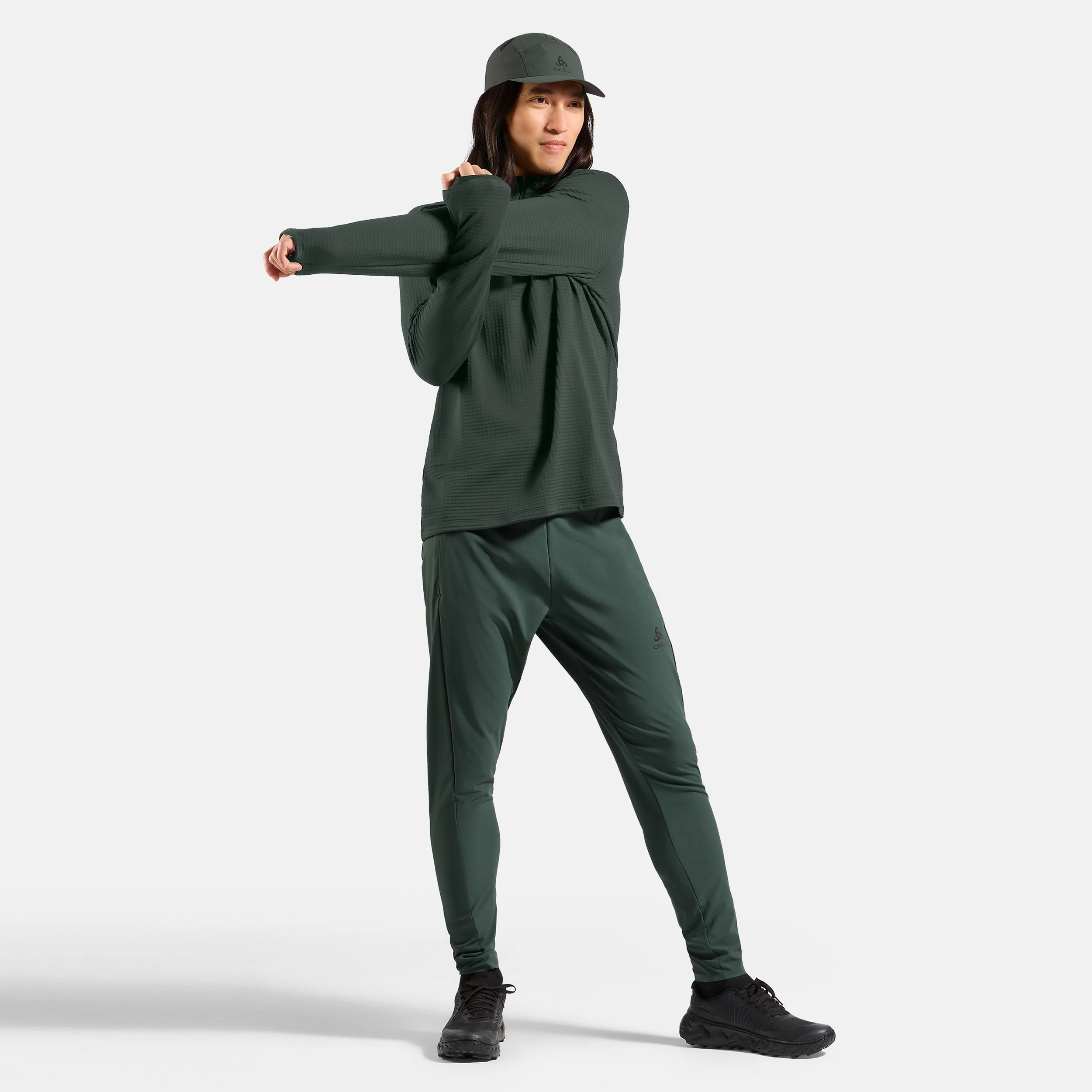 Essential Thermal Midlayer 1/2 Zip Laufshirt Herren-Oliv - Image 7