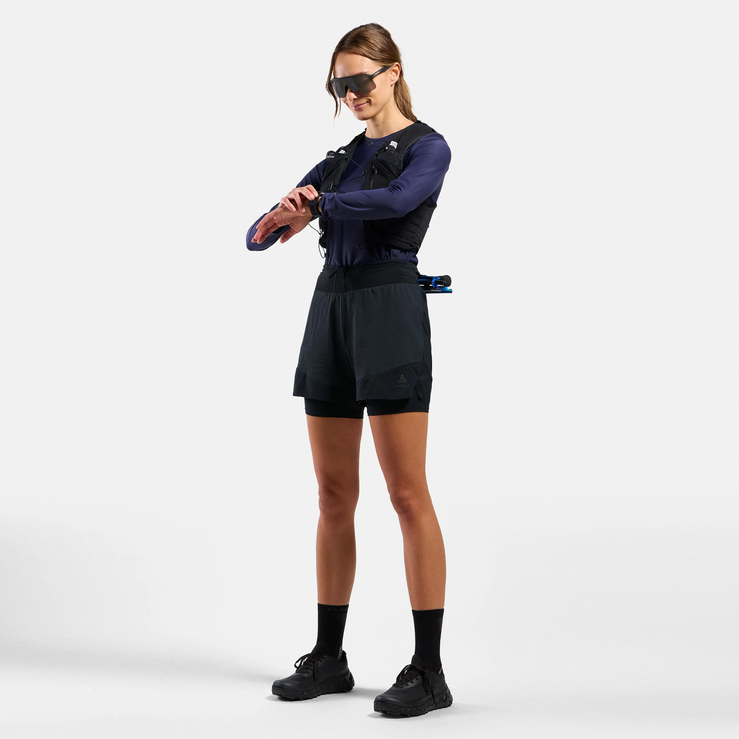 X-Alp Trail 5in 2in1 Laufshorts Damen-Schwarz - Image 8