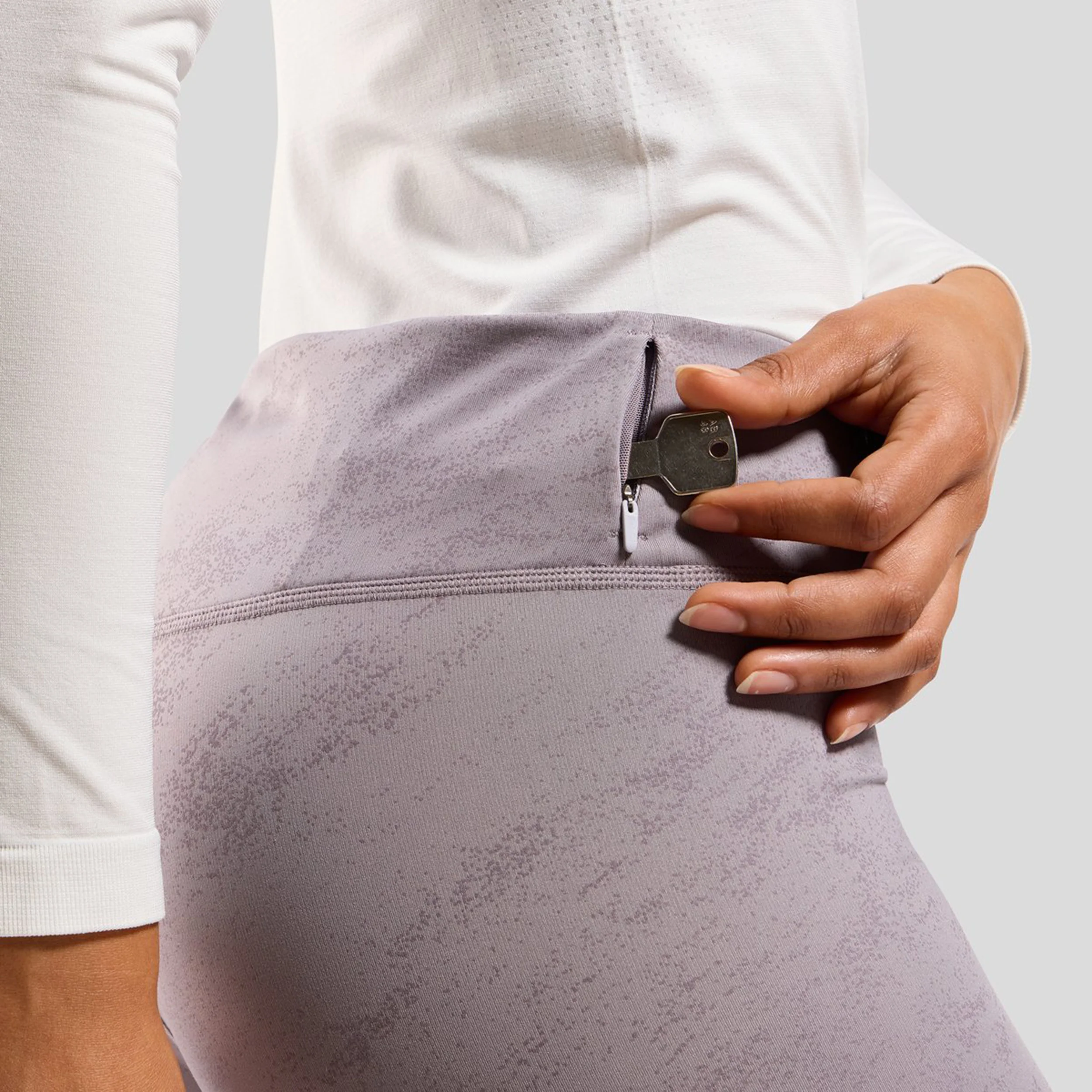 Zeroweight Print Reflective Lauftight Damen-Grau - Image 6