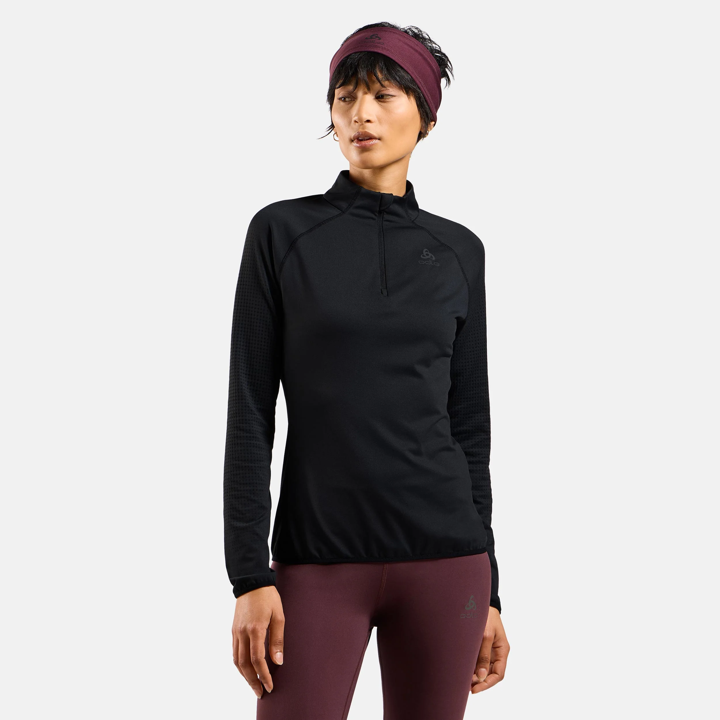 Zeroweight Warm Mid Layer 1/2 Zip Laufshirt Damen-Schwarz - Image 3