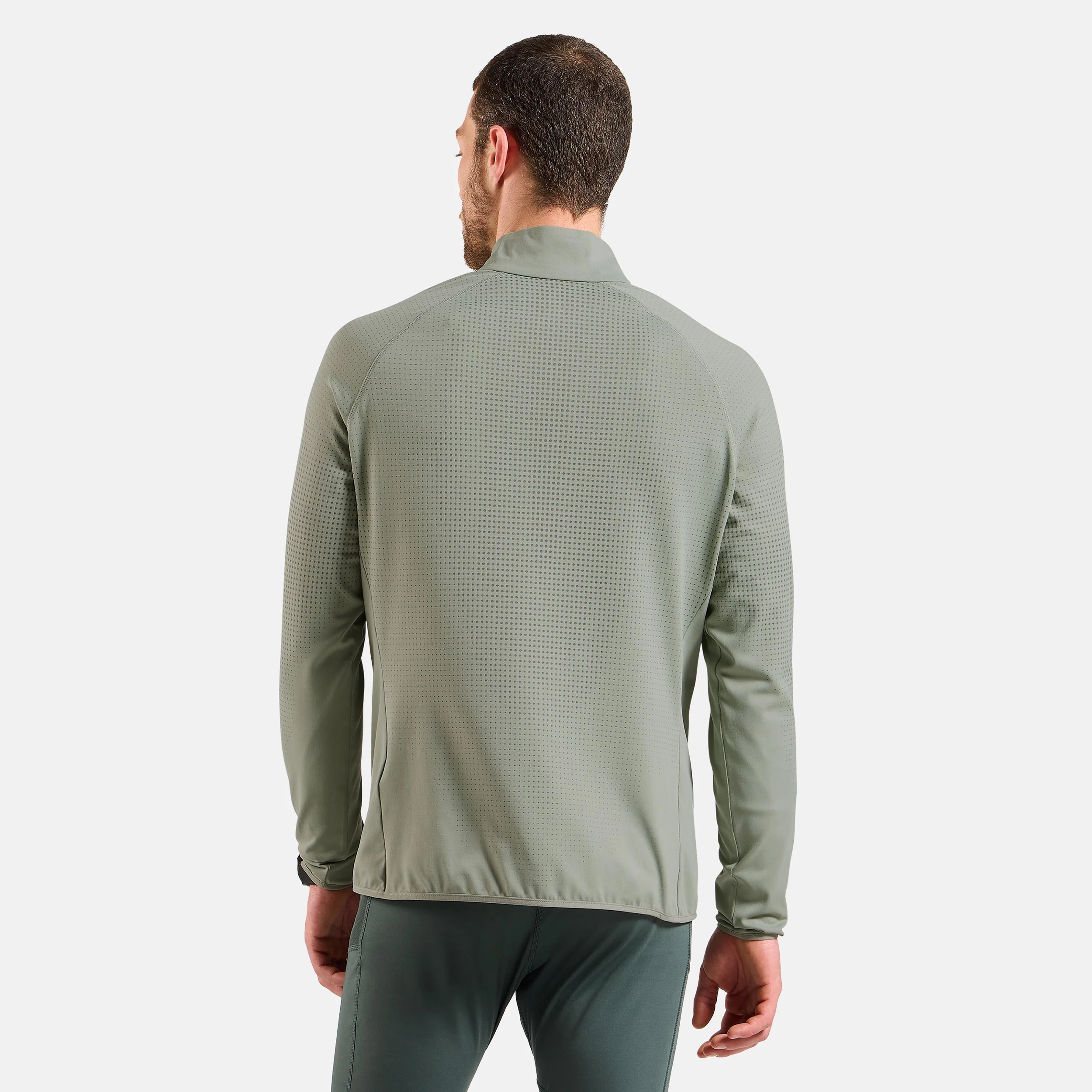 Zeroweight Warm Mid Layer 1/2 Zip Laufshirt Herren-Oliv - Image 4