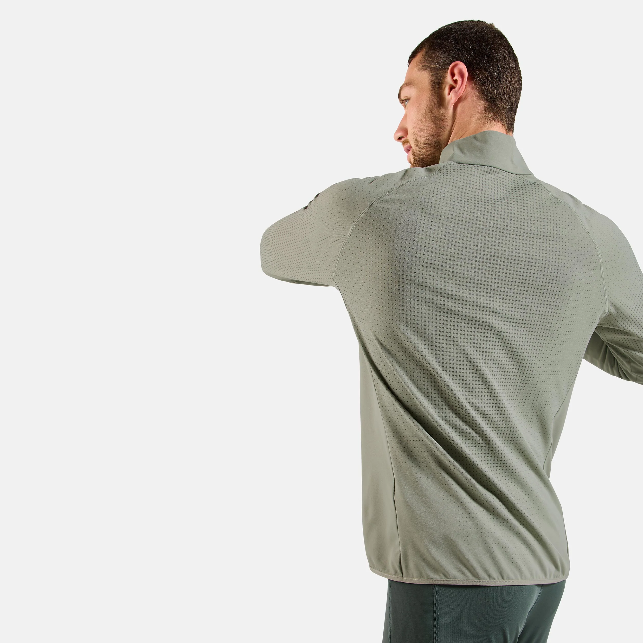 Zeroweight Warm Mid Layer 1/2 Zip Laufshirt Herren-Oliv - Image 5