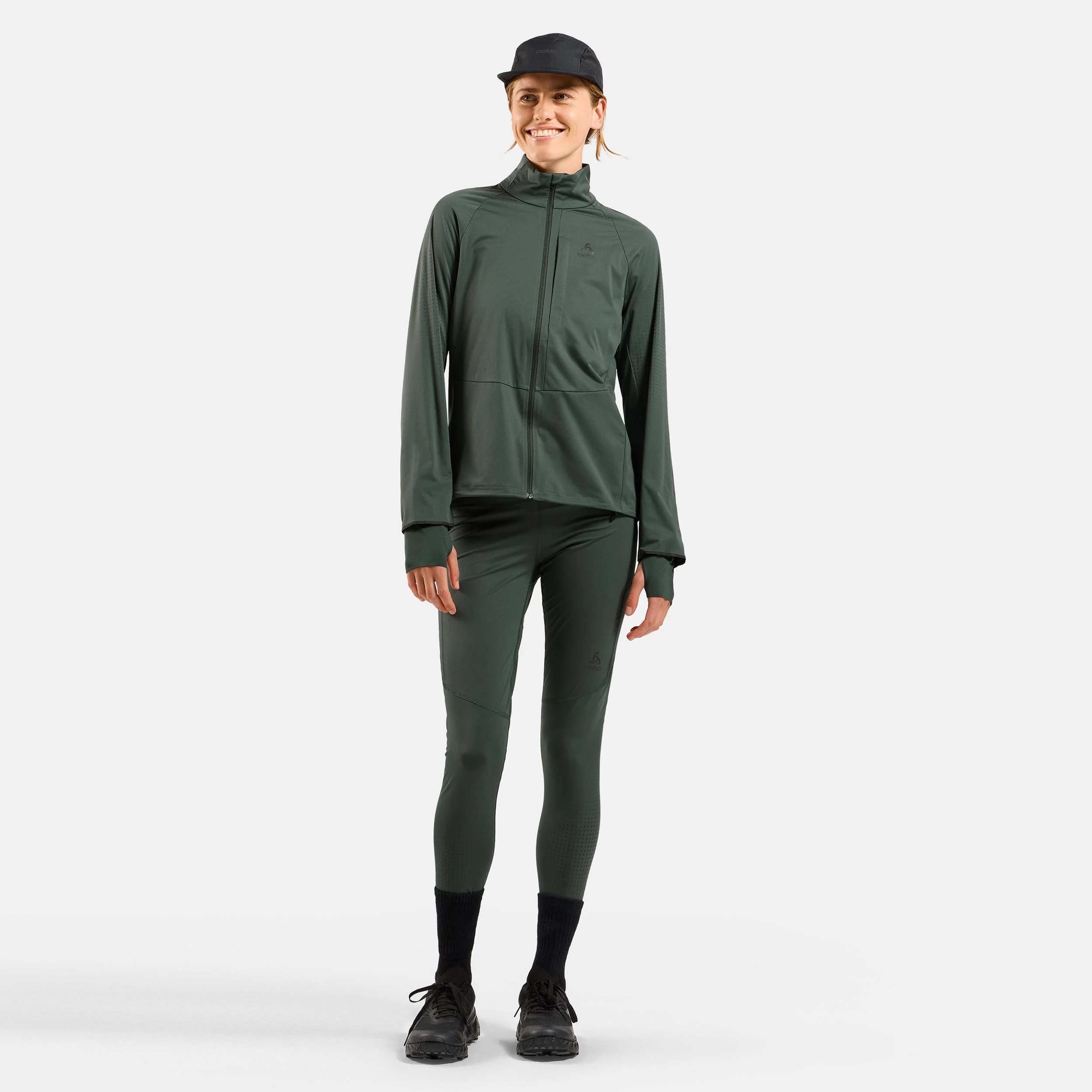 Zeroweight Warm Reflective Lauftight Damen-Oliv - Image 8