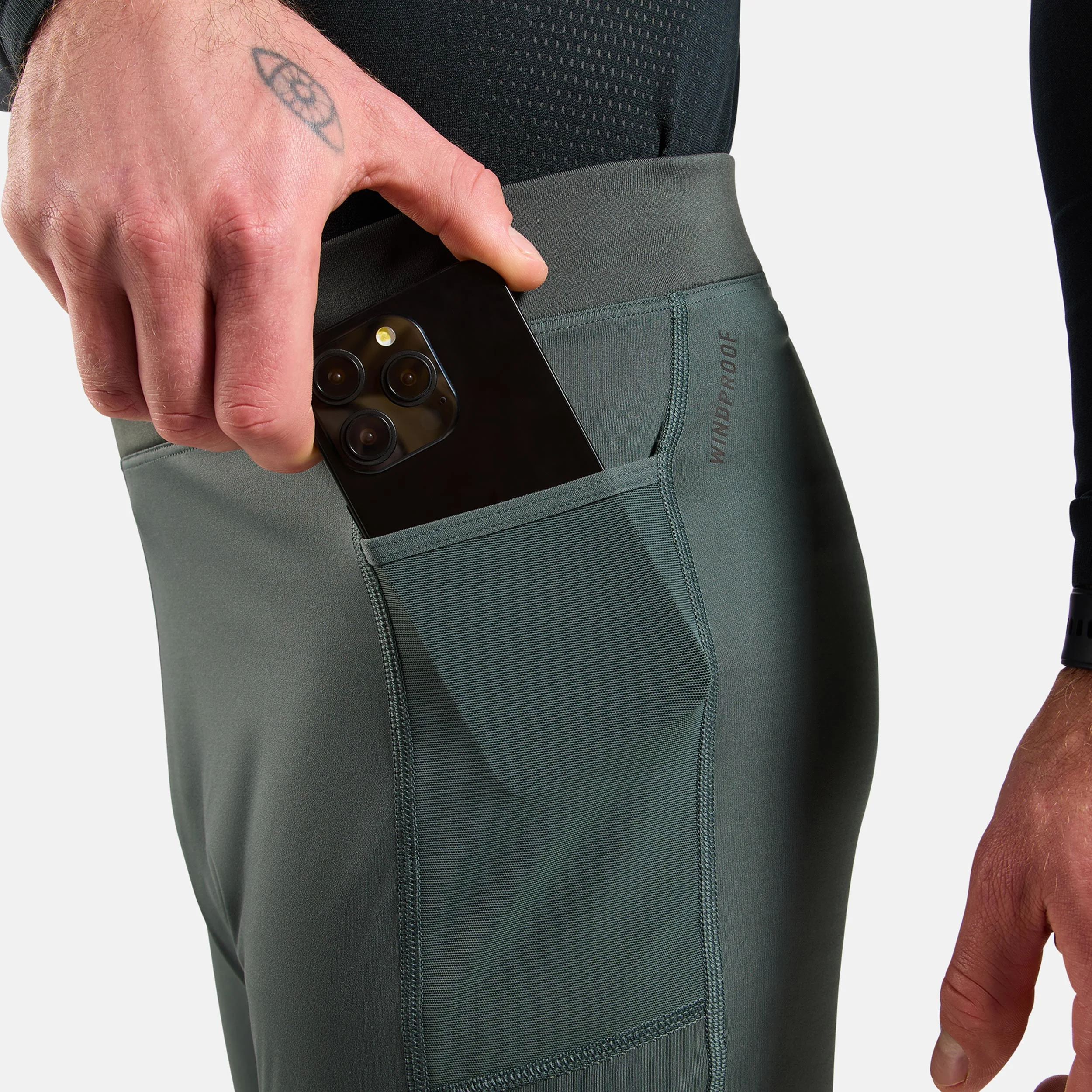 Zeroweight Warm Reflective Lauftight Herren-Oliv - Image 6
