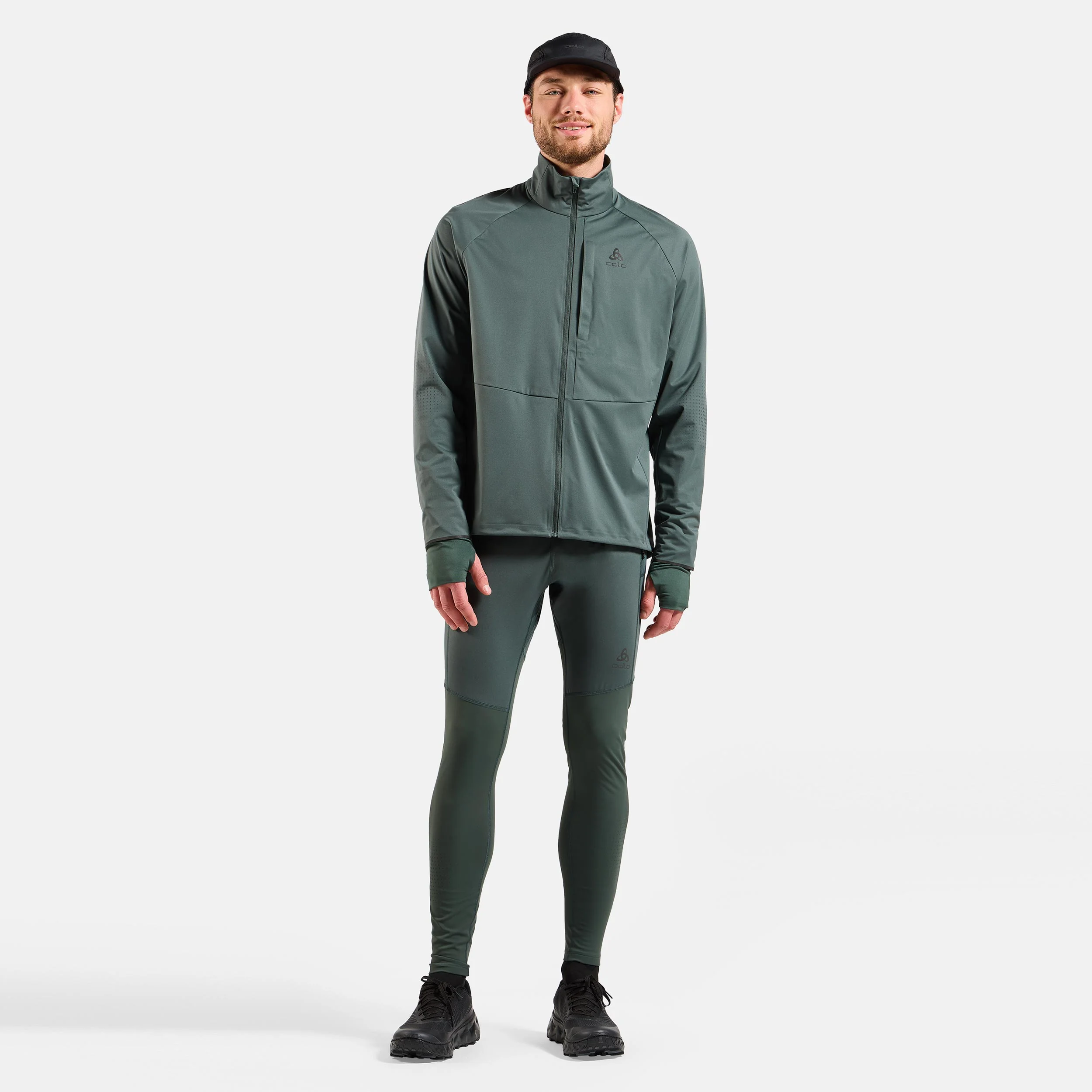 Zeroweight Warm Reflective Lauftight Herren-Oliv - Image 9