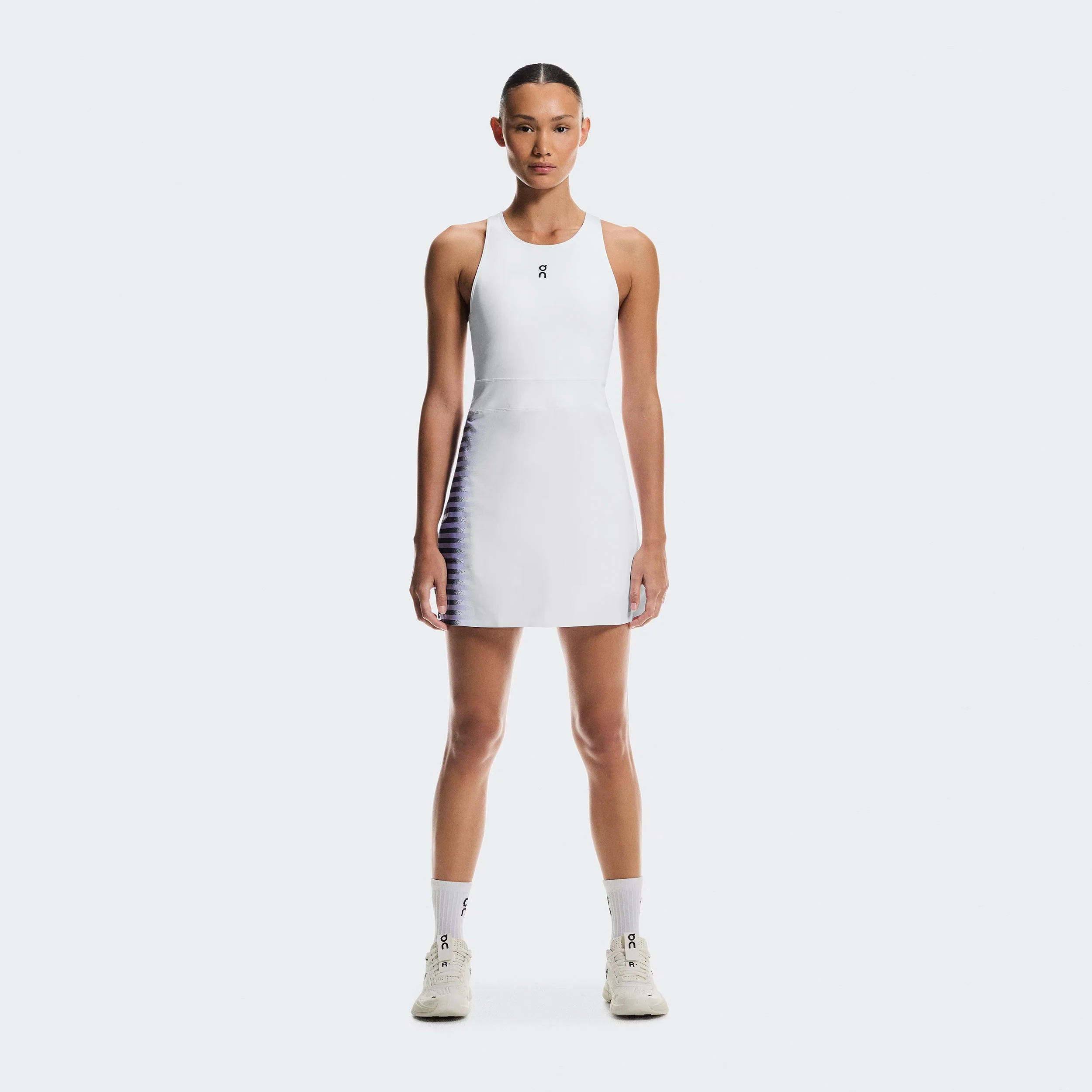 Court Split Edge Kleid Damen - weiß, schwarz