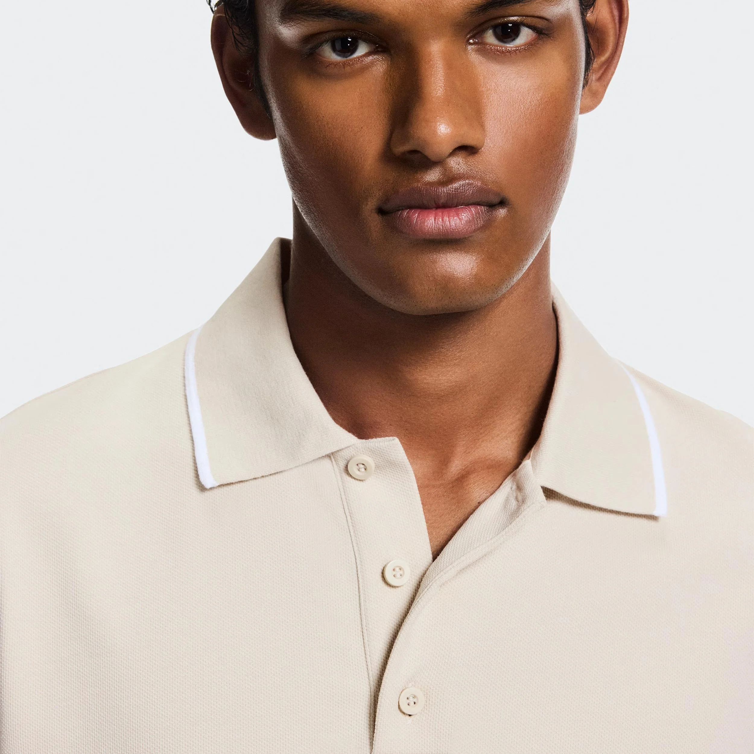 Courtside Polo Herren - beige, weiß - Image 6