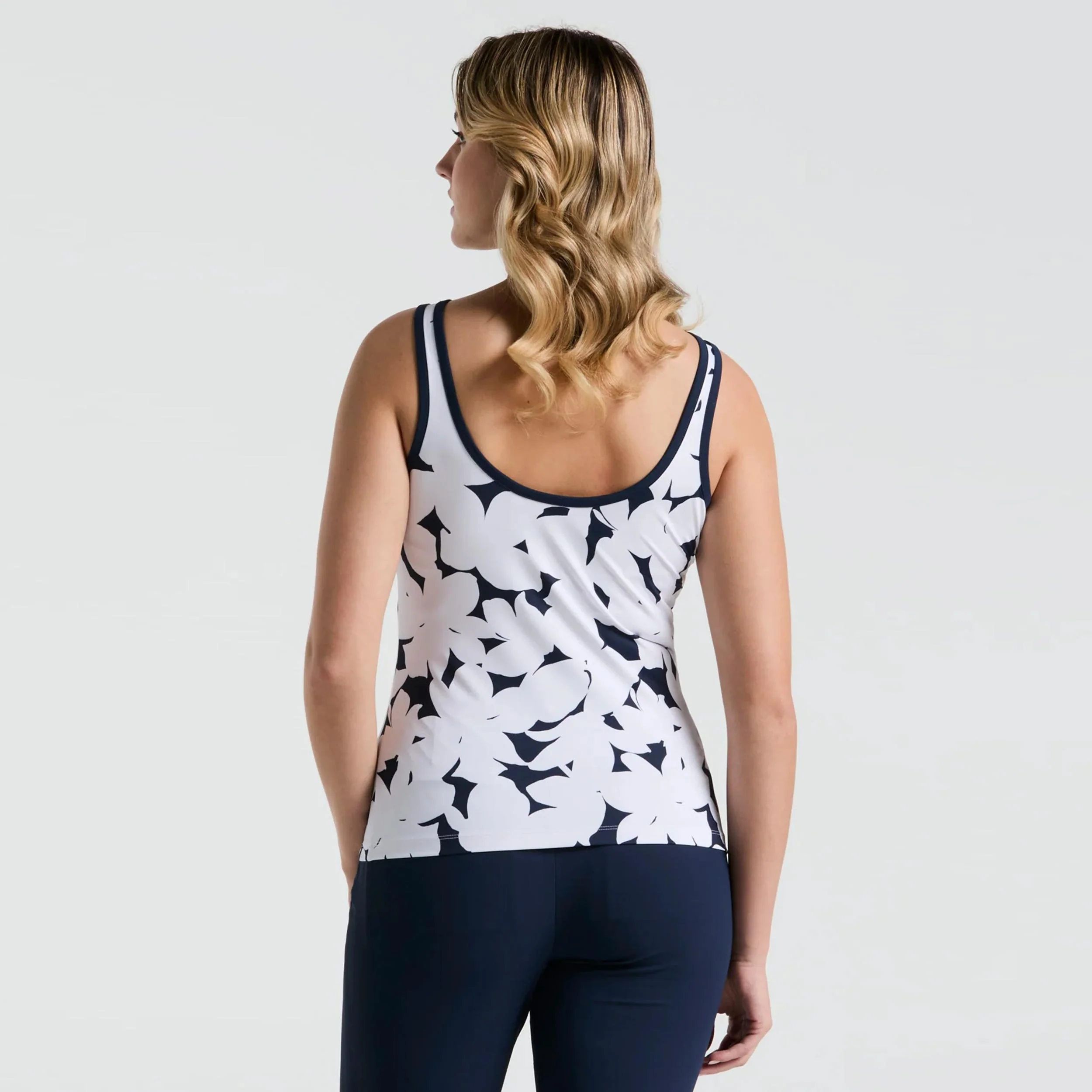 Riviera Floral Tank-Top Damen-Dunkelblau - Image 2