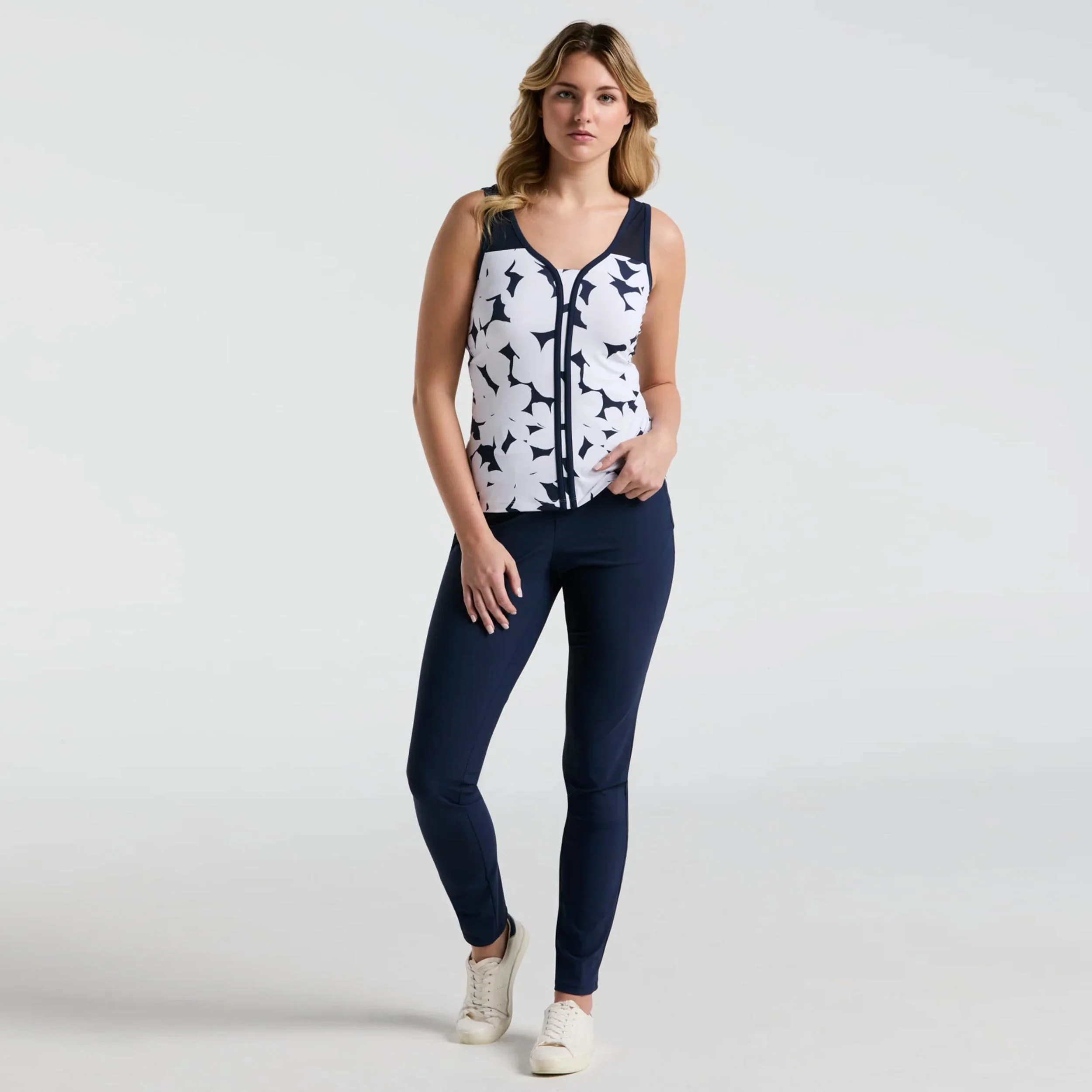 Riviera Floral Tank-Top Damen-Dunkelblau - Image 4