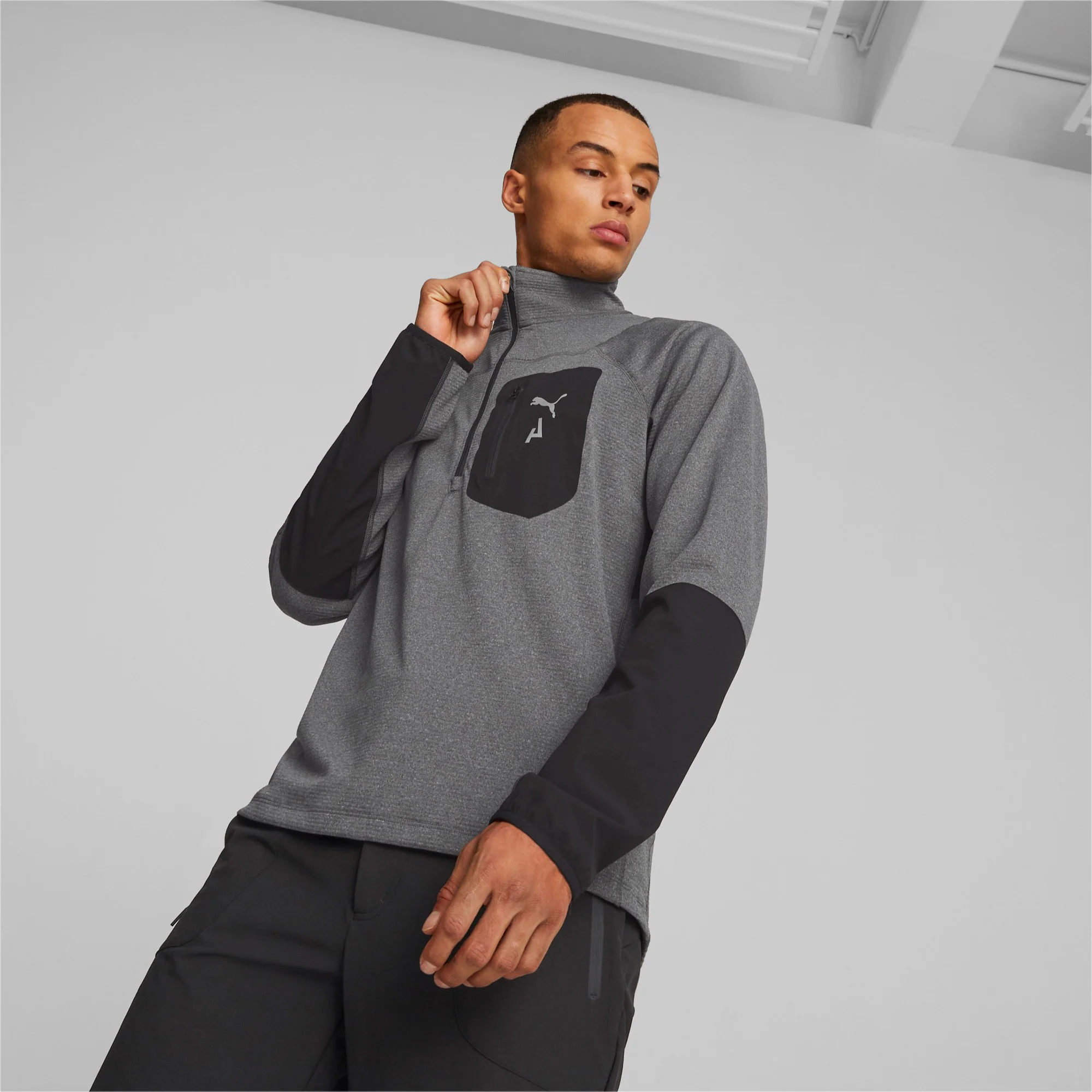 Seasons Raincell Half-Zip Lauftop Herren-Grau,Schwarz - Image 3