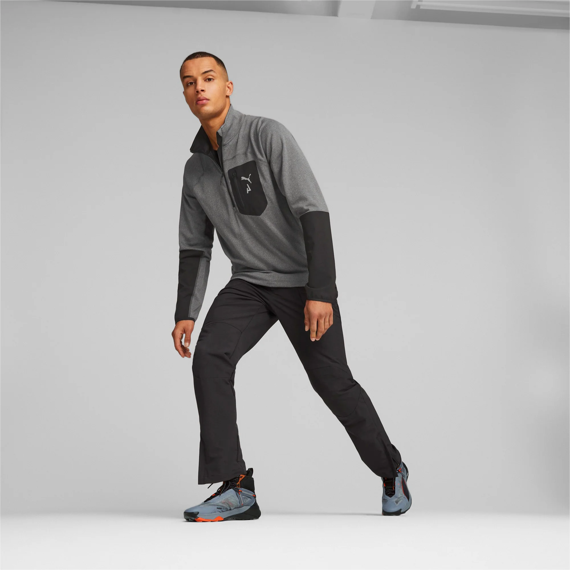 Seasons Raincell Half-Zip Lauftop Herren-Grau,Schwarz - Image 5