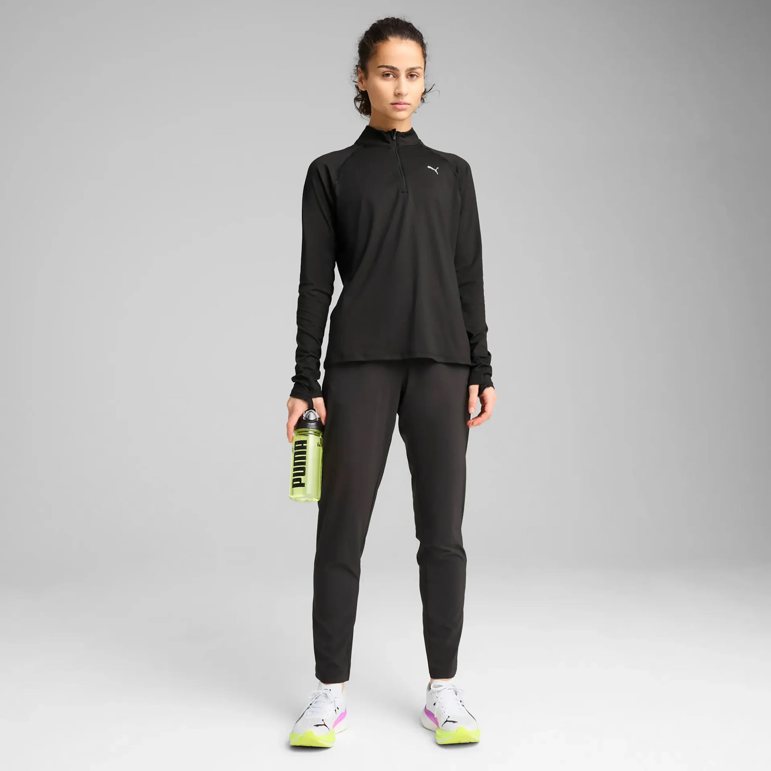 Velocity Cloudspun 1/4 Zip Laufshirt Damen-Schwarz - Image 3