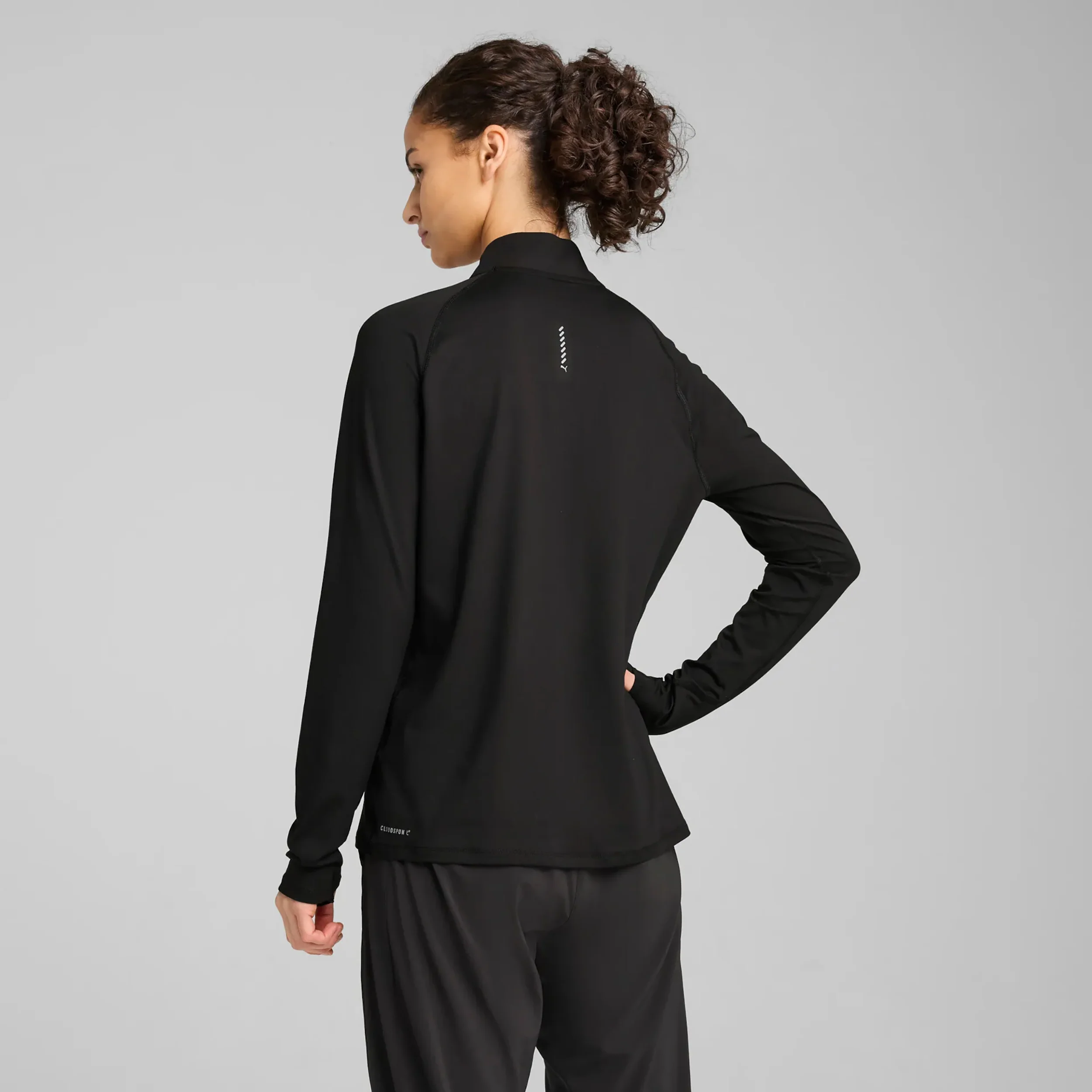 Velocity Cloudspun 1/4 Zip Laufshirt Damen-Schwarz - Image 4