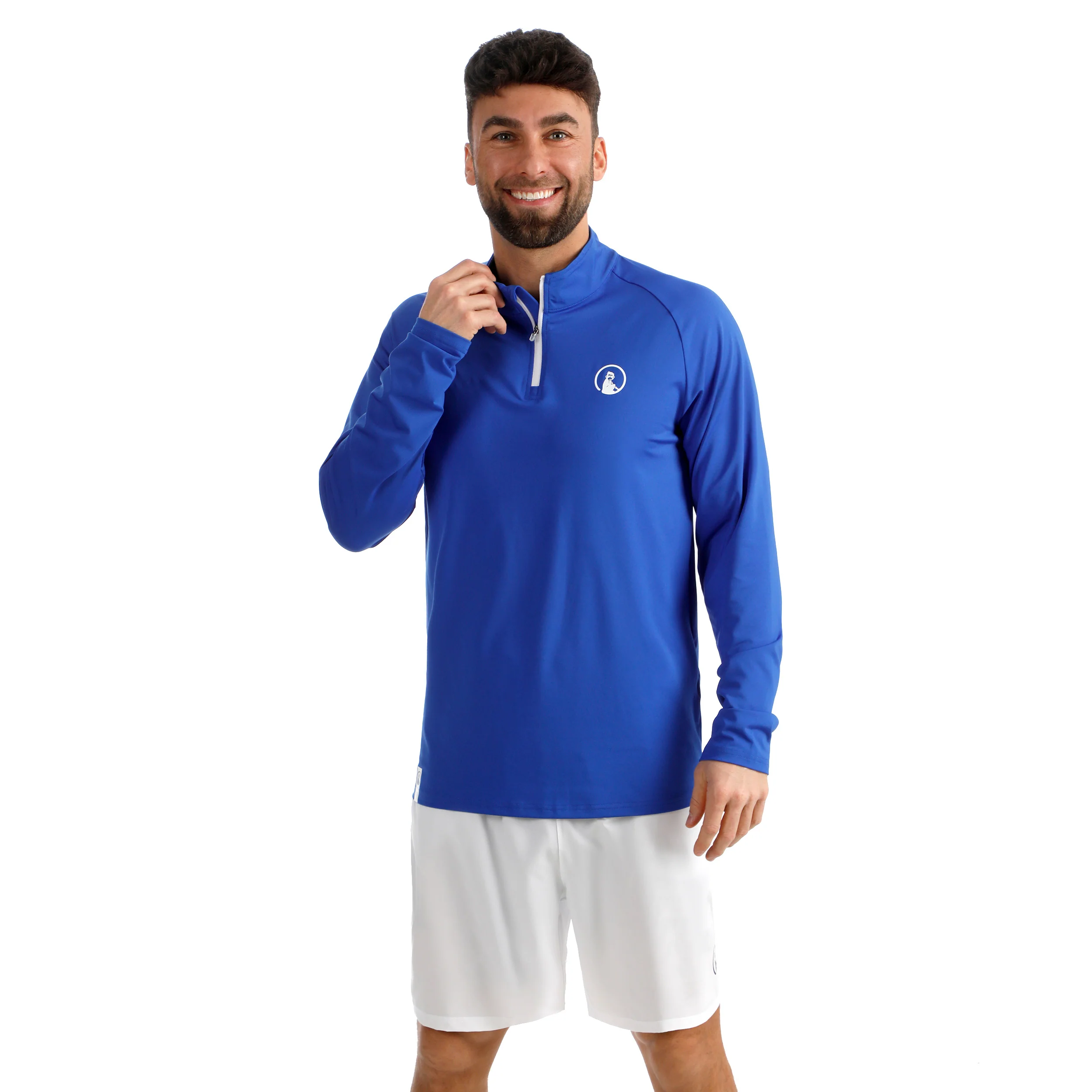 Big Serve 1/4 Zip Longsleeve Herren - blau, weiß - Image 5