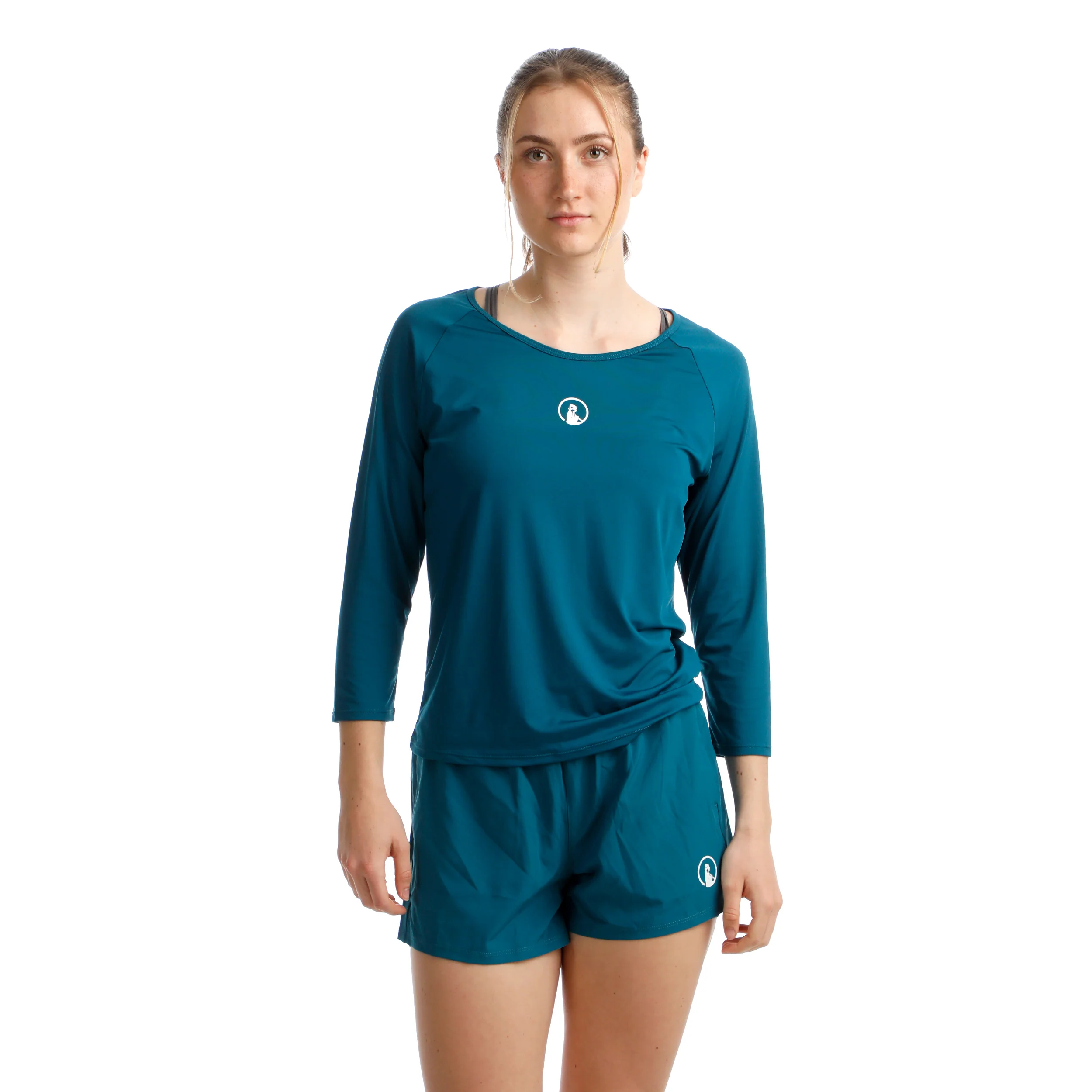 Court Crush Longsleeve Damen-petrol, weiß - Image 4