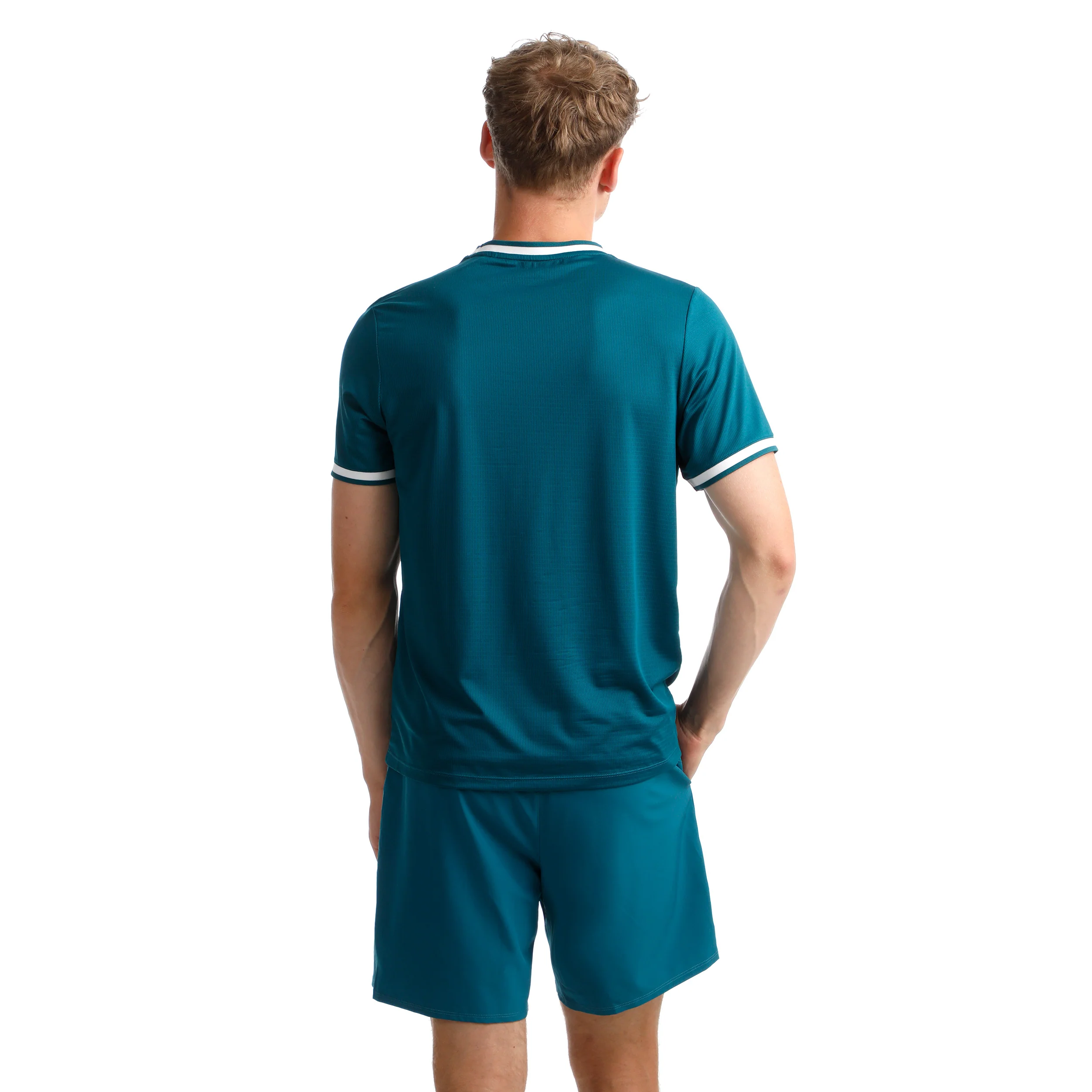 Create Break Ringer T-Shirt Herren-Petrol,Weiß - Image 7
