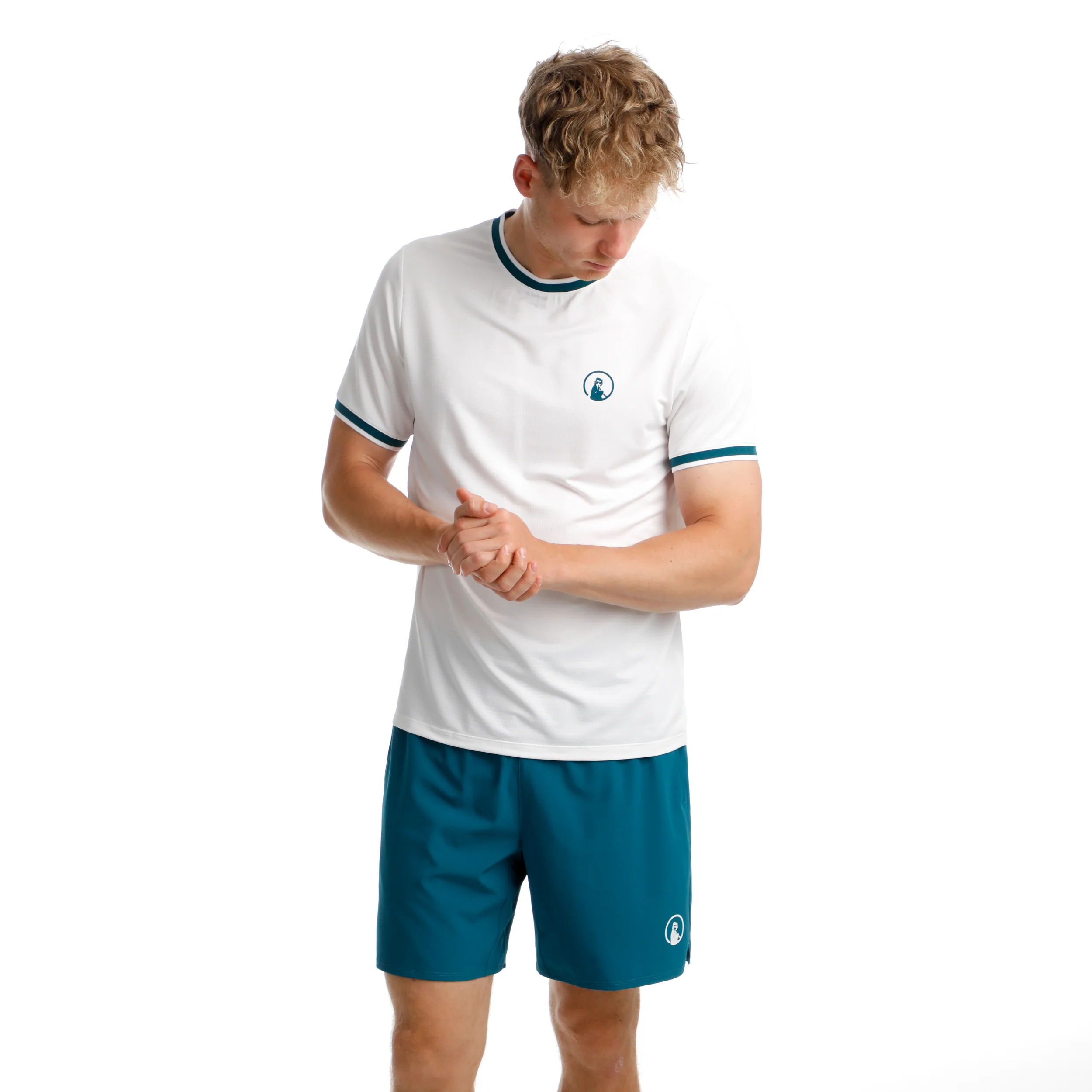 Create Break Ringer T-Shirt Herren-Weiß,Petrol - Image 6