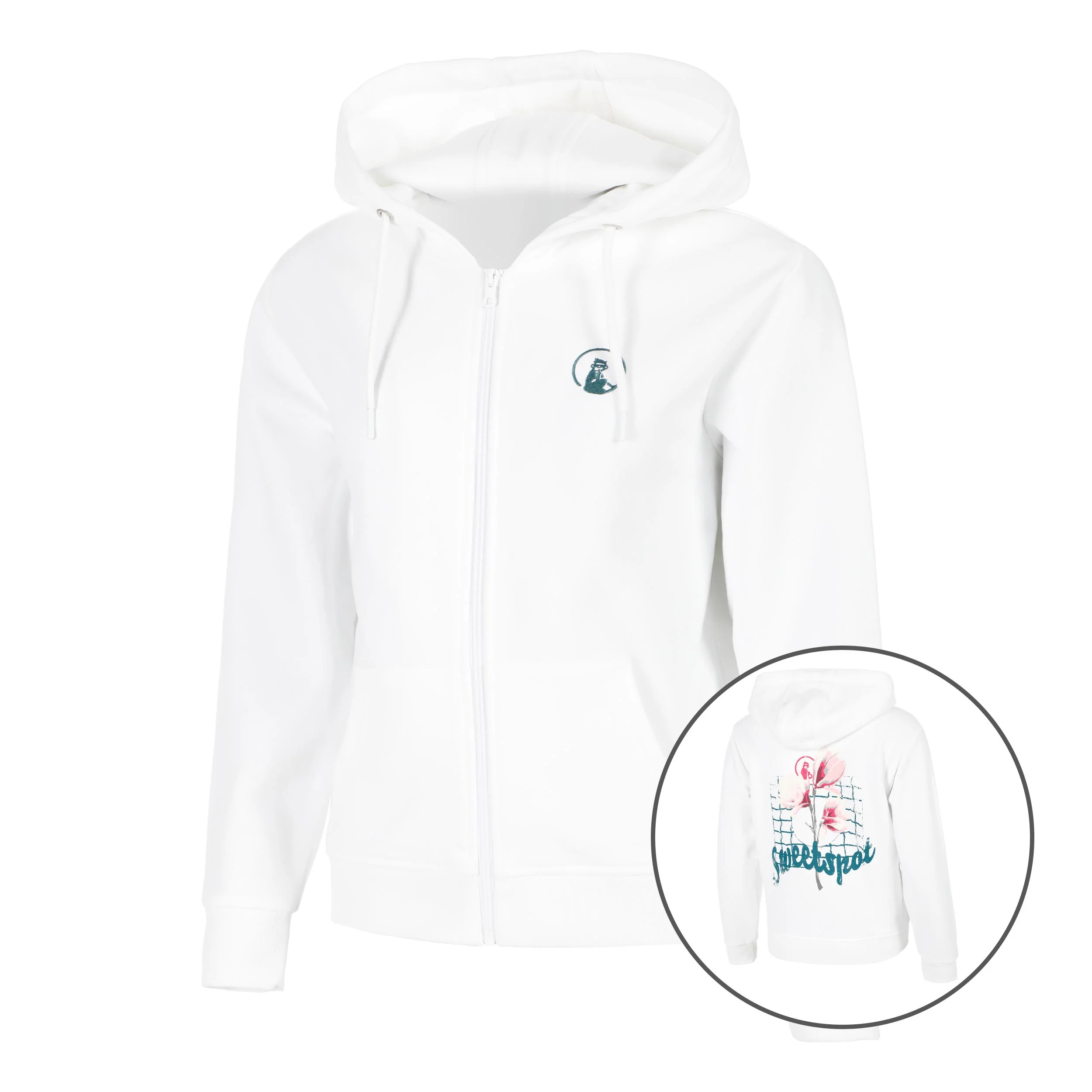 Create Flower Zip Sweatjacke Damen-Weiß,Mehrfarbig