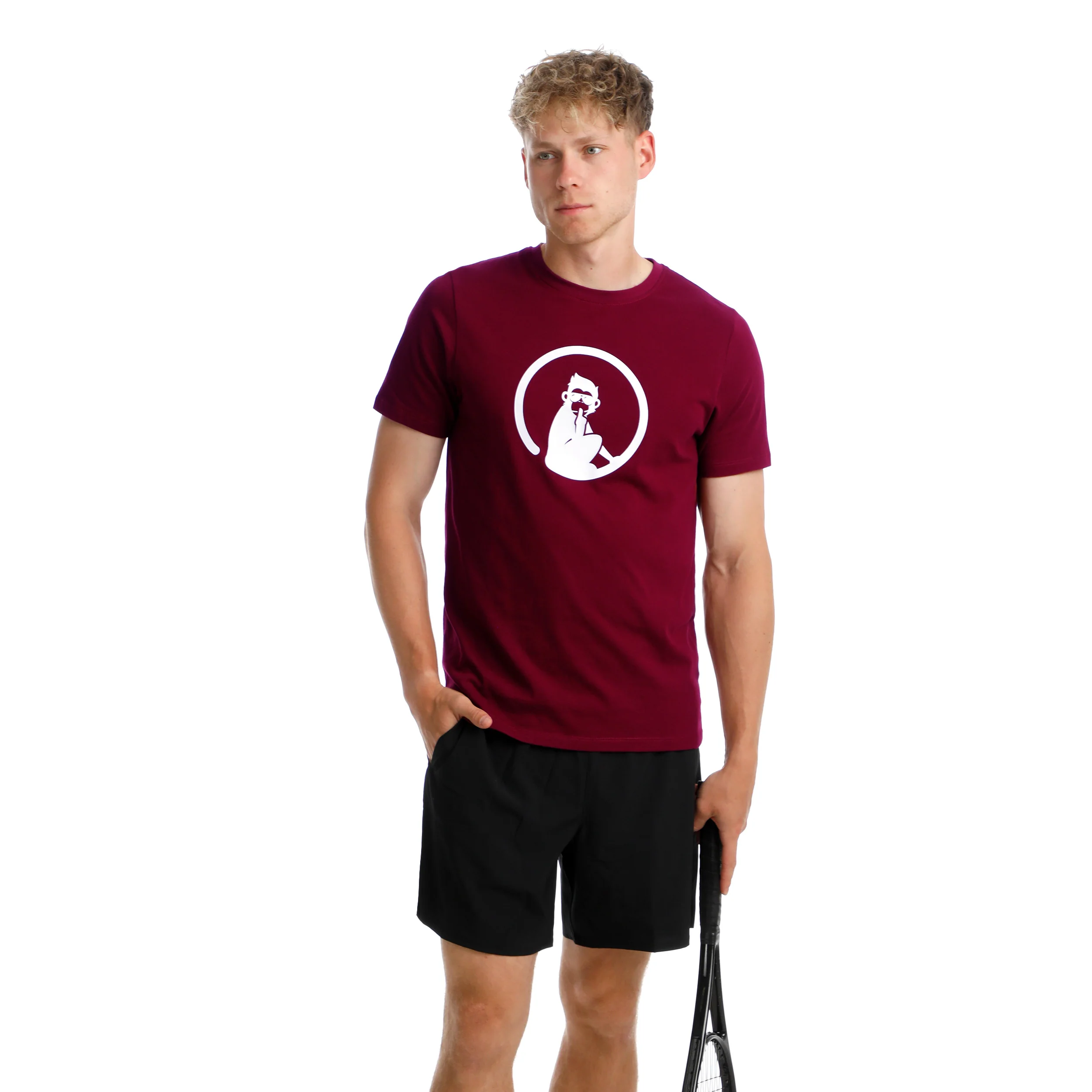 Create Trainings T-Shirt Herren-Weinrot,Weiß - Image 5