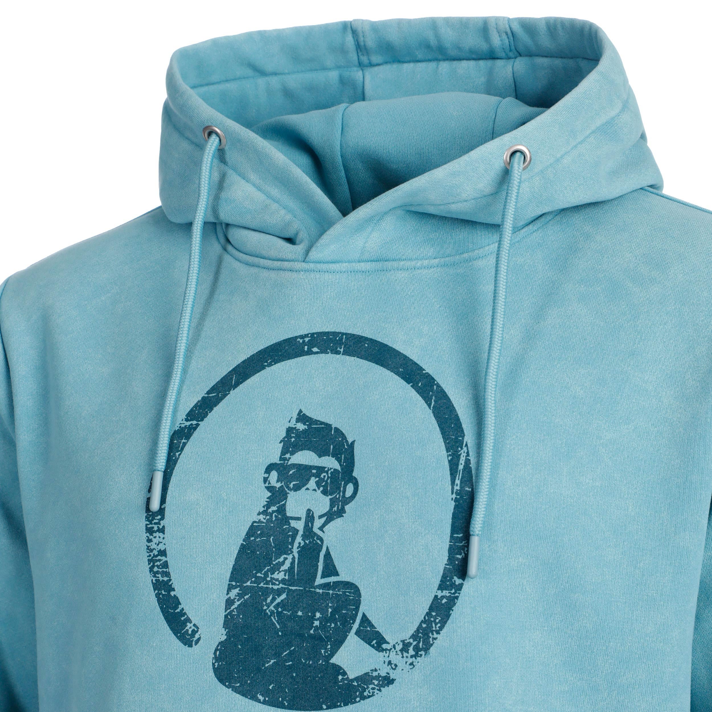 Create Washed Out Loose Fit Hoody Herren-Hellblau,Petrol - Image 3