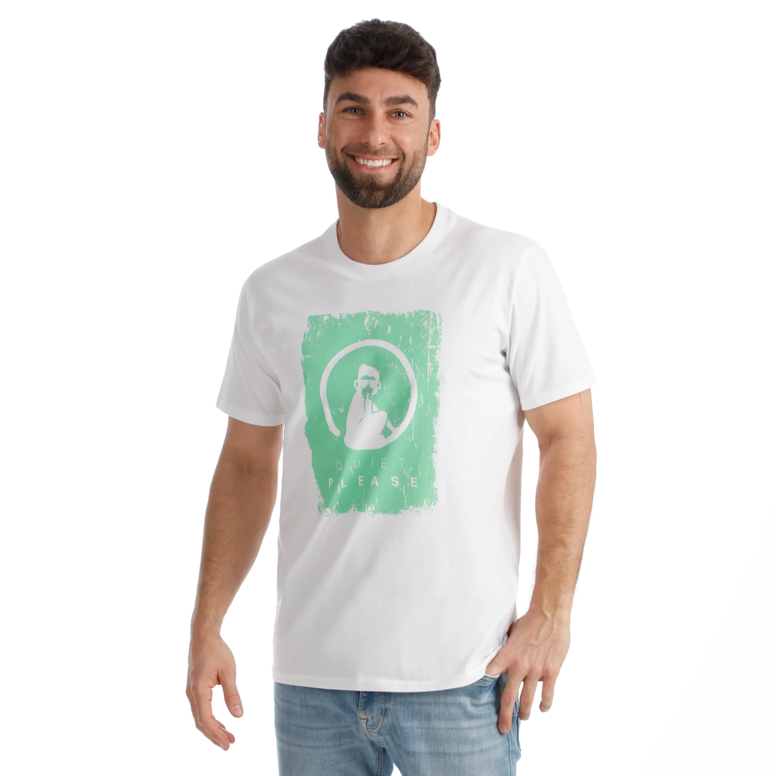Crush Scraped T-Shirt Herren-weiß, grün - Image 4