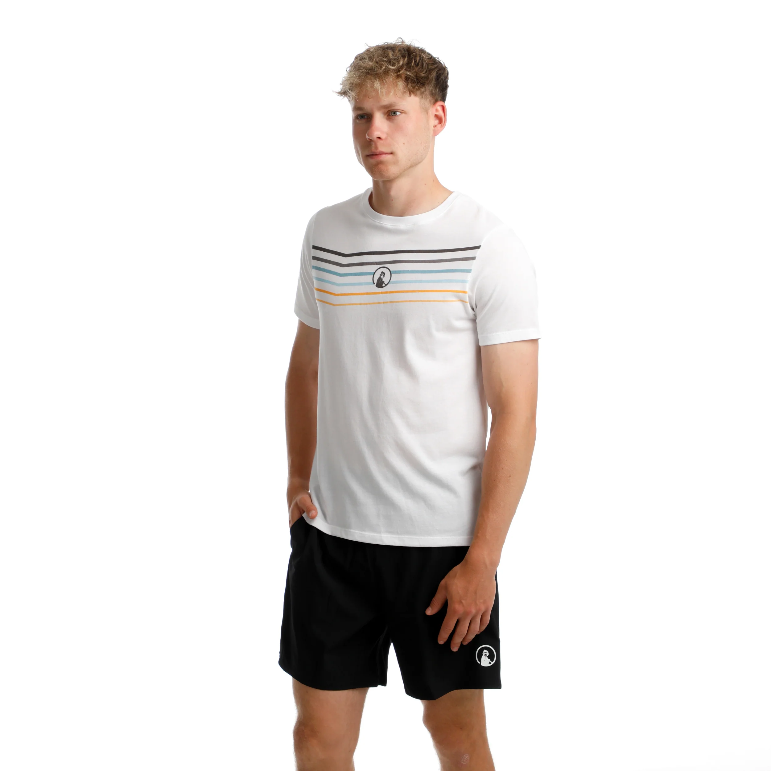 Endlessly Trainings Stripe T-Shirt Herren-Weiß,Mehrfarbig - Image 6