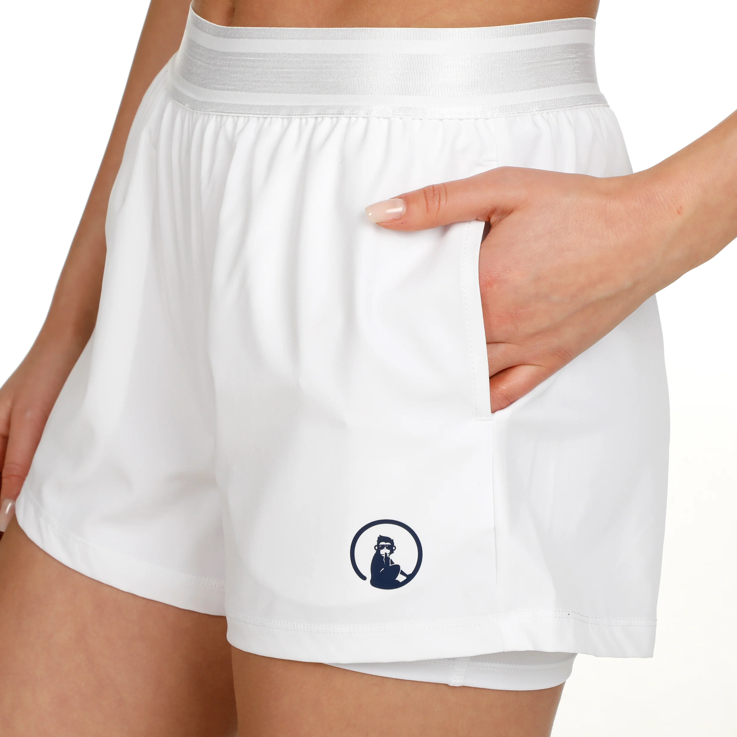 Point 2in1 Shorts Damen-Weiß,Dunkelblau - Image 6