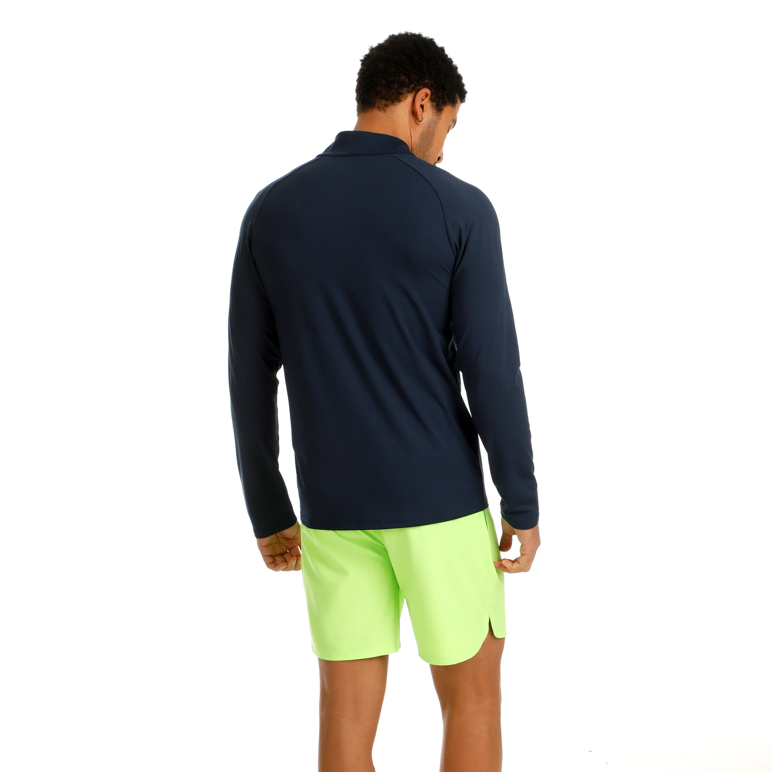 Wild Big Serve 1/4 Zip Longsleeve Herren-Dunkelblau,Neongrün - Image 5