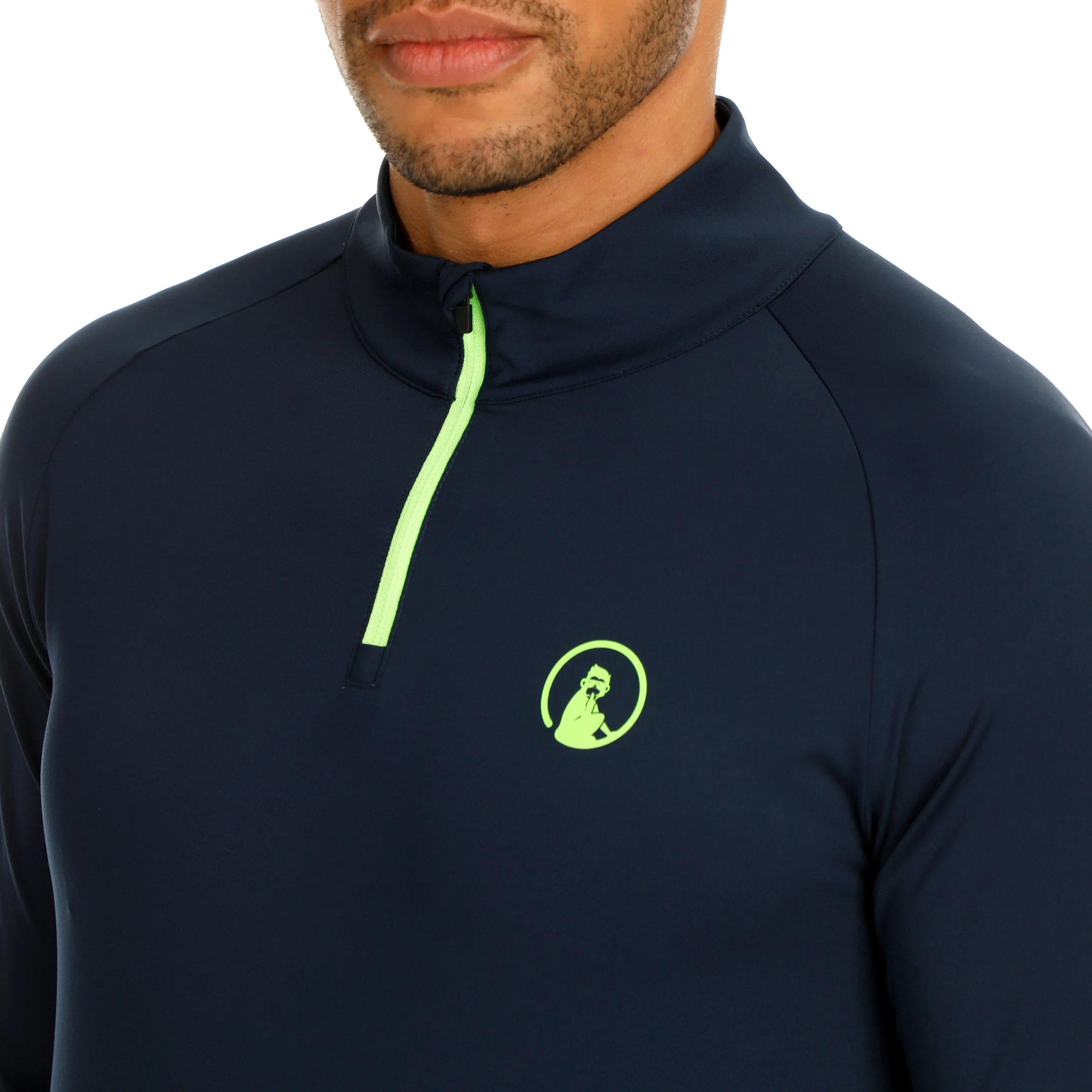 Wild Big Serve 1/4 Zip Longsleeve Herren-Dunkelblau,Neongrün - Image 6