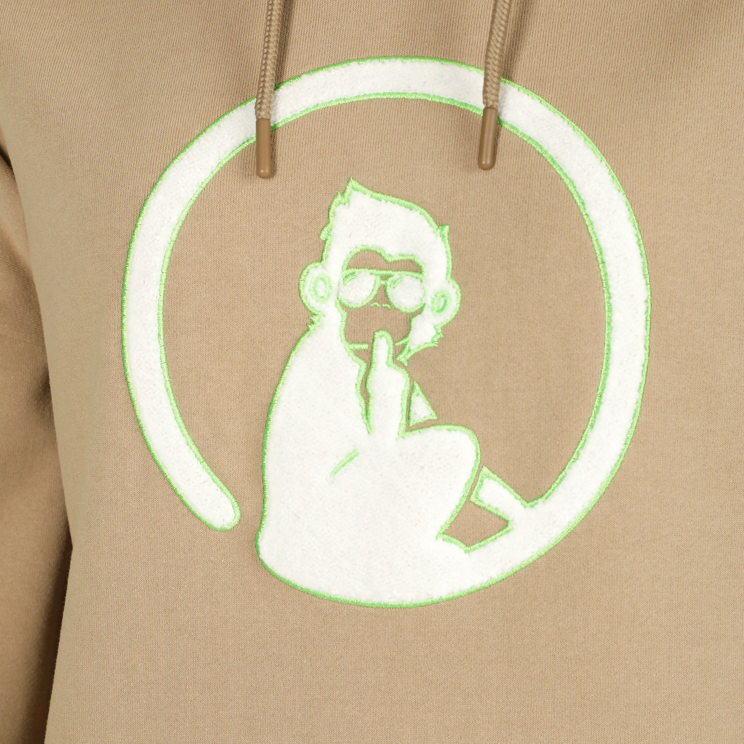 Wild Oversize Embroided Hoody Damen-Beige,Neongrün - Image 3