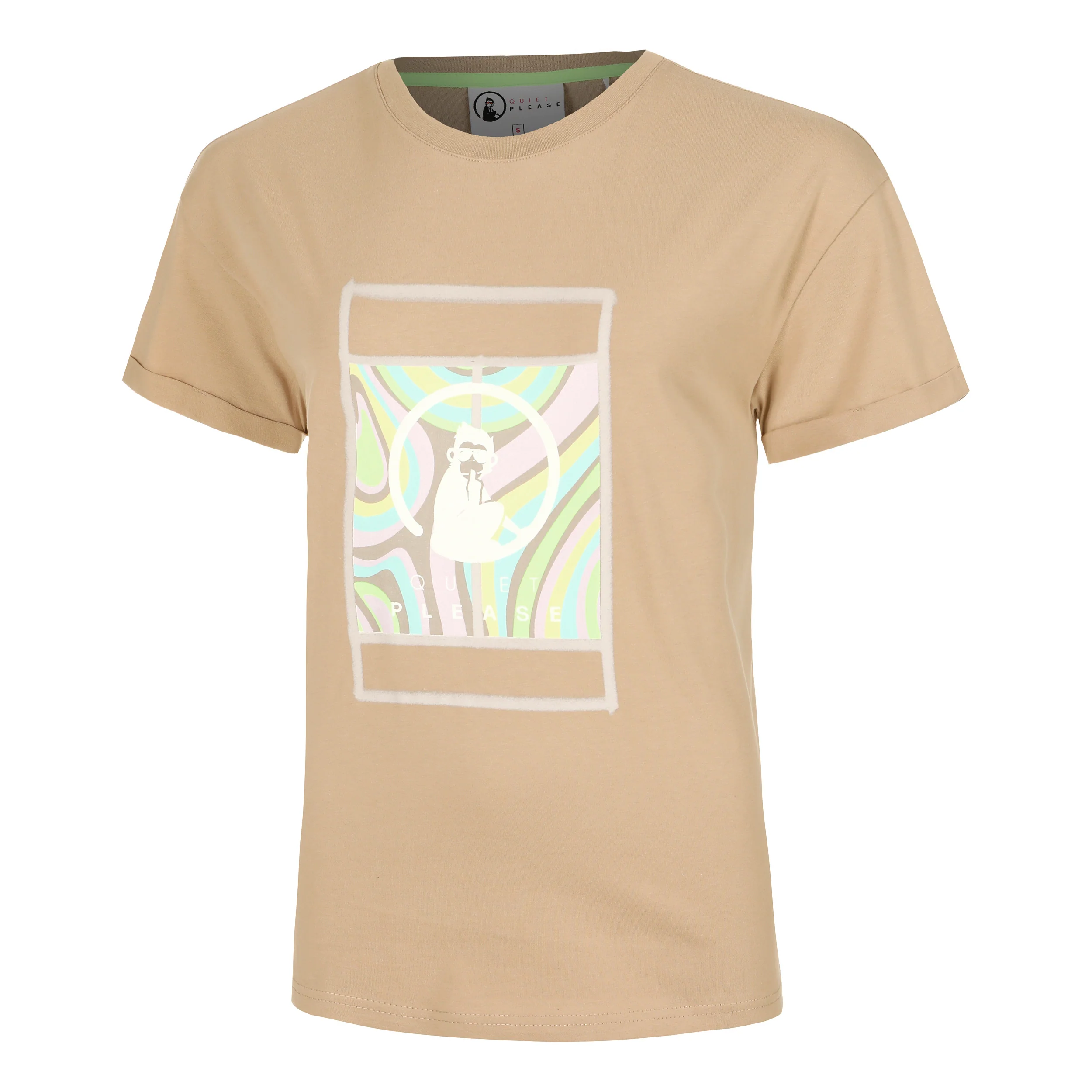 Wild Swirl Court T-Shirt Damen-Beige,Mehrfarbig