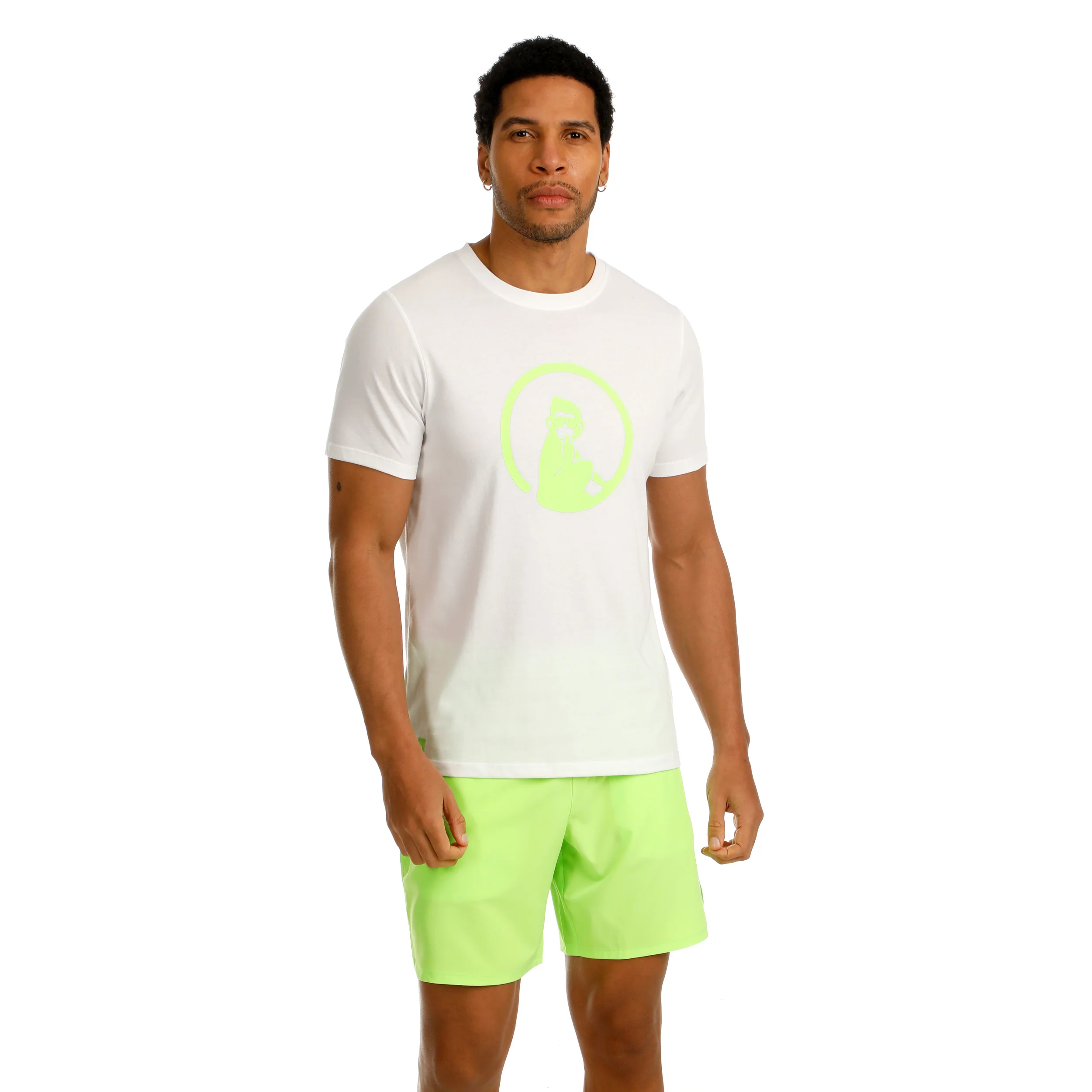 Wild Trainings T-Shirt Herren-Weiß,Neongrün - Image 5
