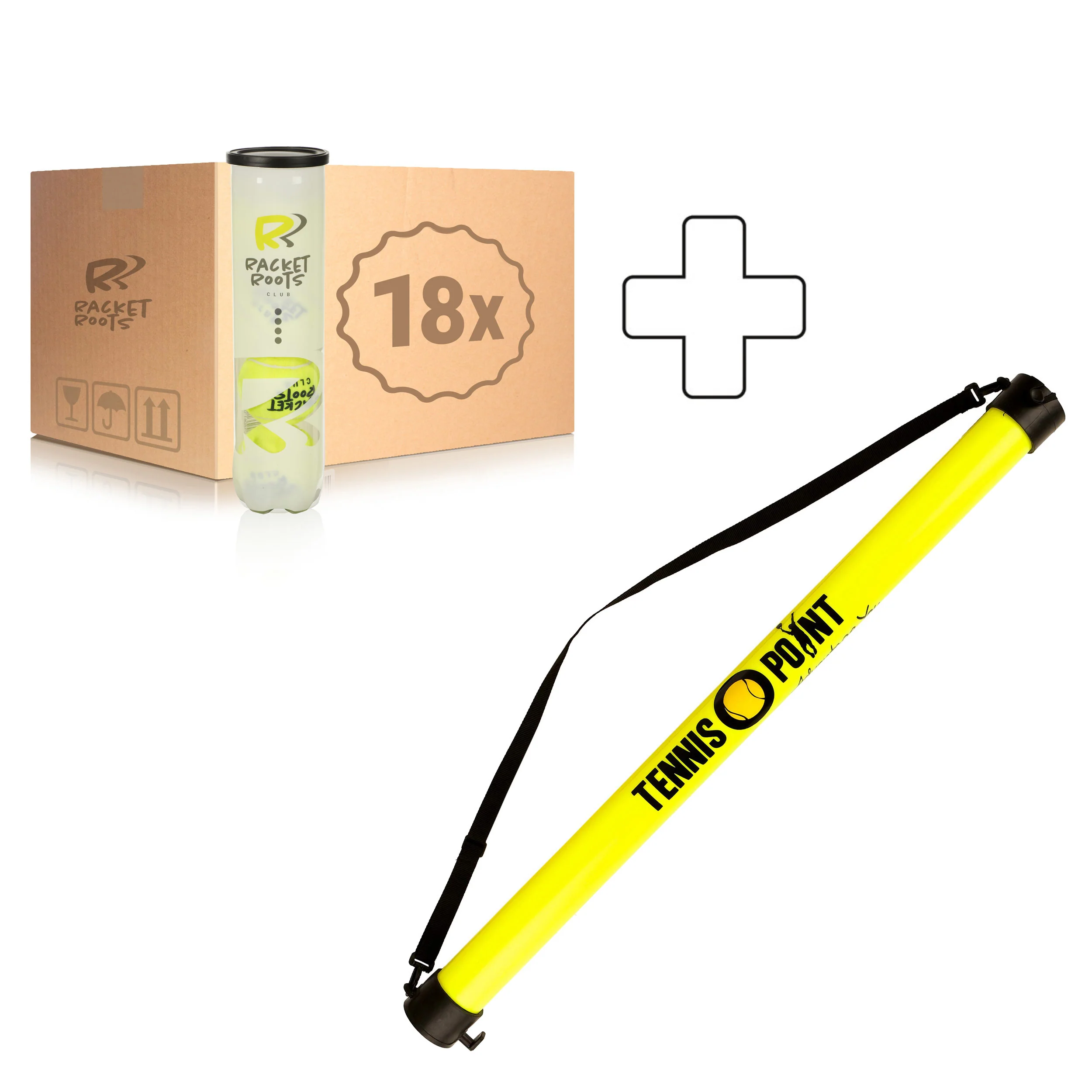 18x 4er Dose Club Tennisball plus Ballsammelröhre