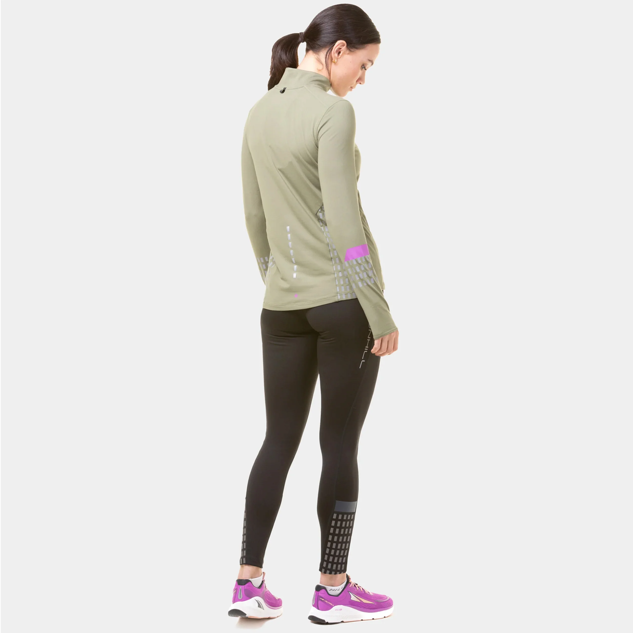 Tech Afterhours 1/2 Zip Laufshirt Damen-Oliv - Image 5