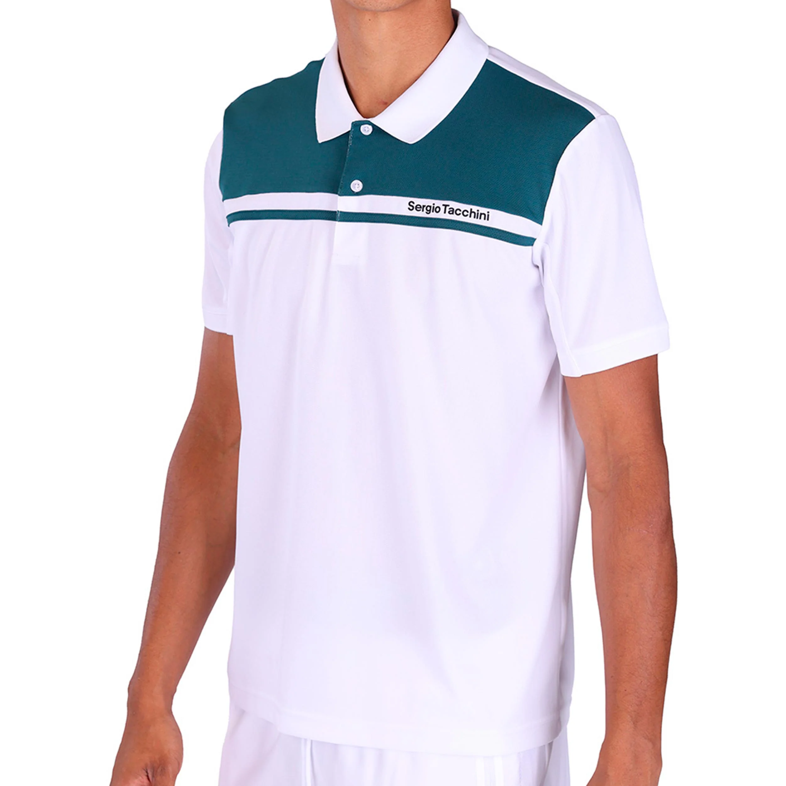 Riflesso Polo Herren - weiß, petrol - Image 2