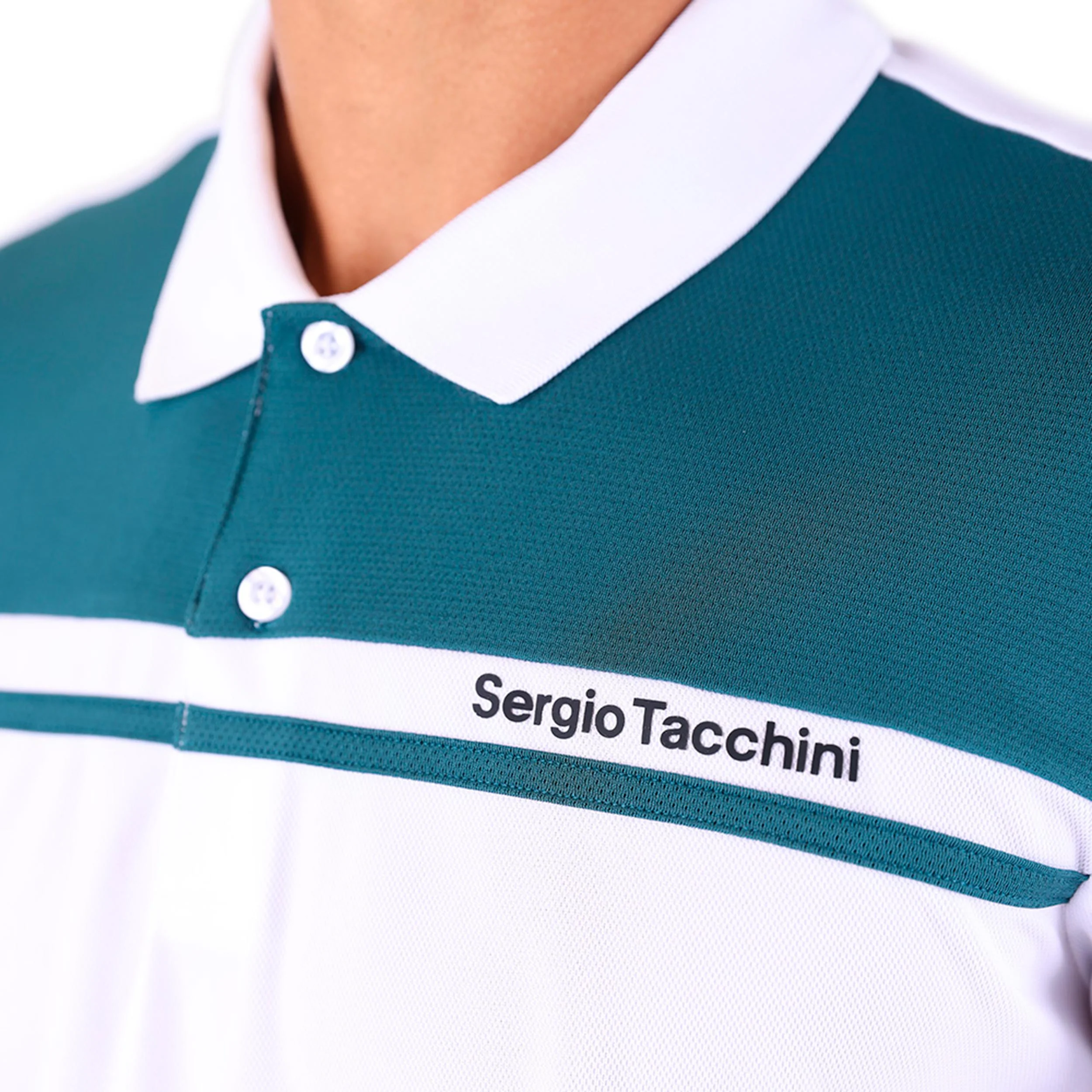 Riflesso Polo Herren - weiß, petrol - Image 4