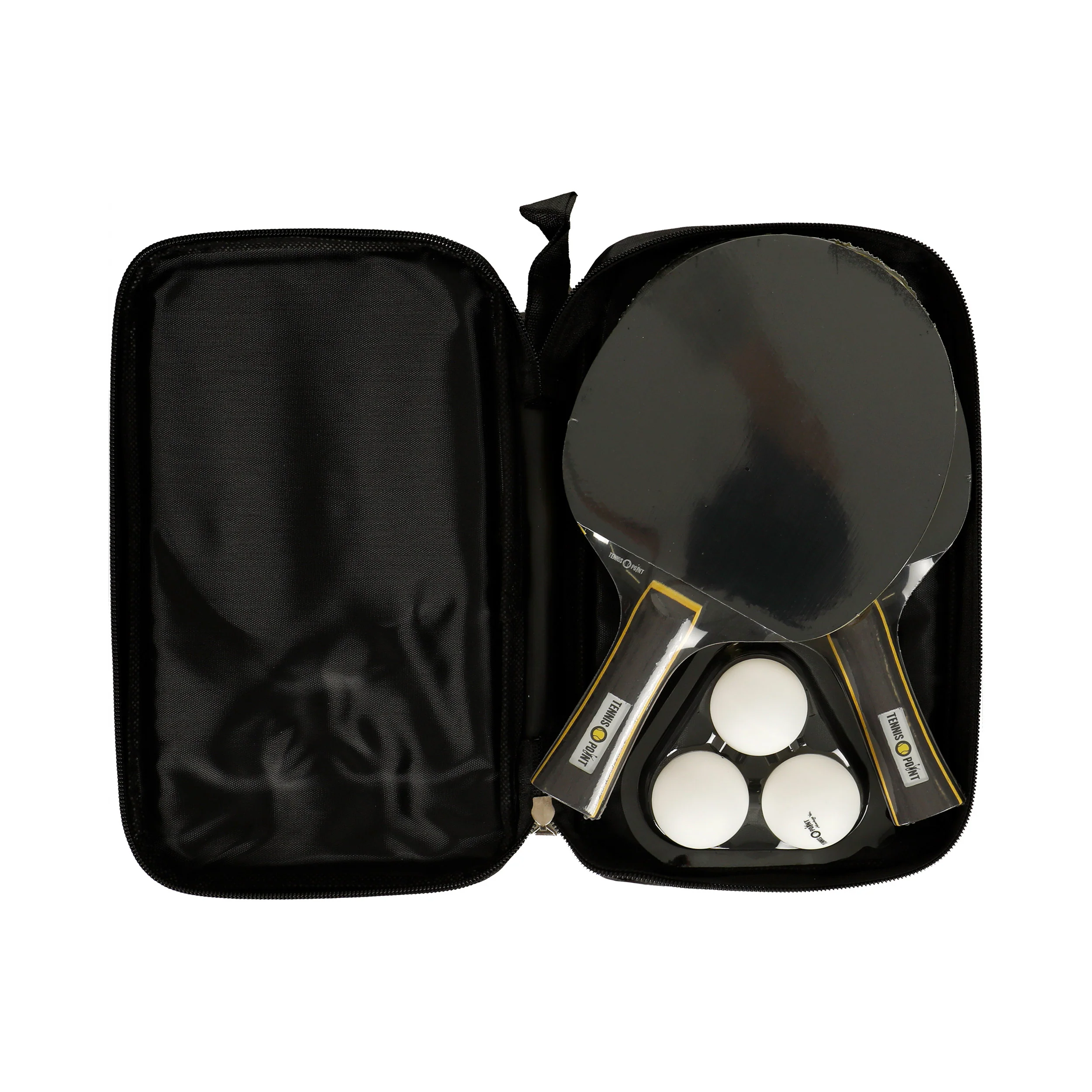 Tischtennis-Set Plus Tasche,Plus 3x BĂ€lle-Schwarz,Gelb - Image 3
