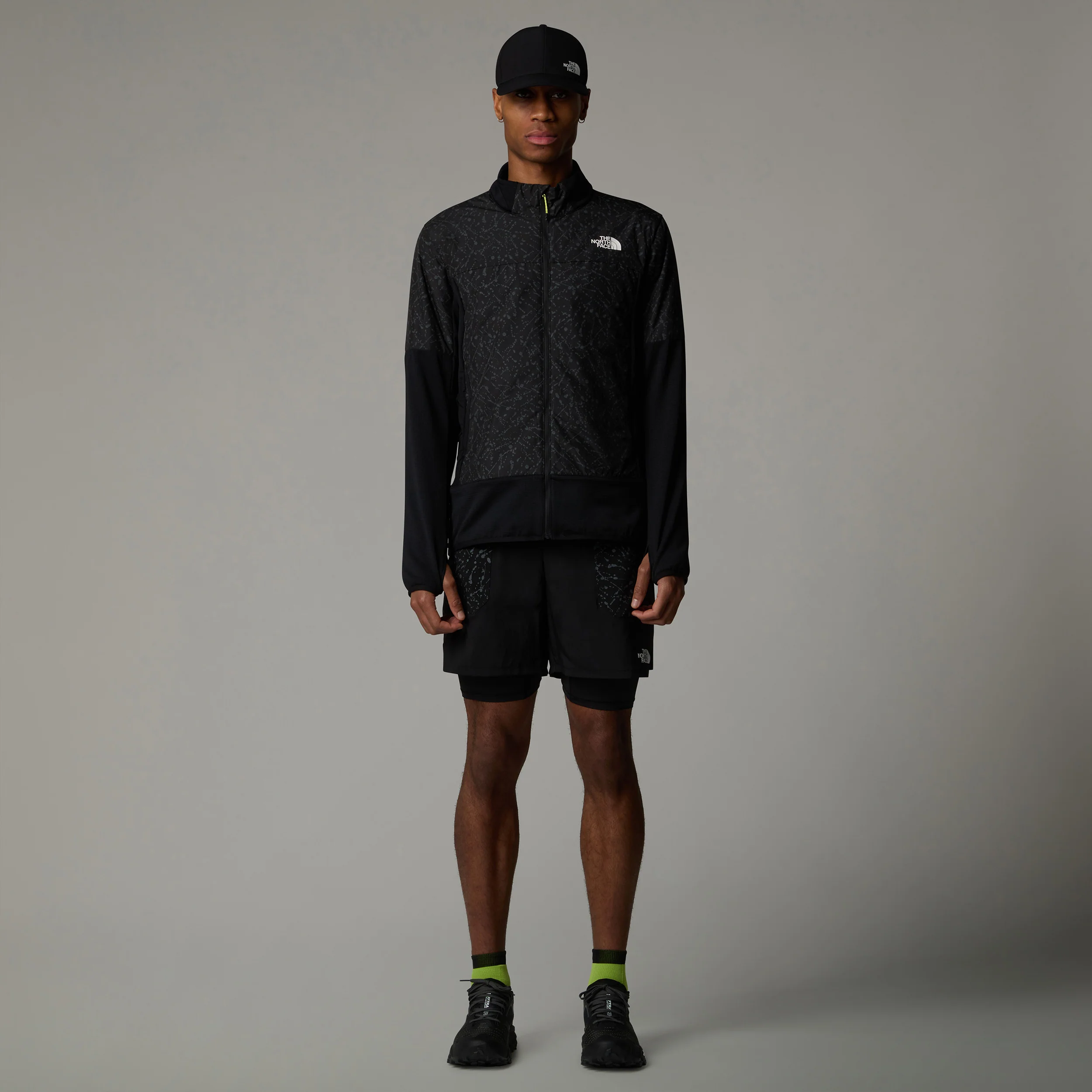 Sunriser 2in1 6in Laufshorts Herren-Schwarz,Neongrün - Image 5
