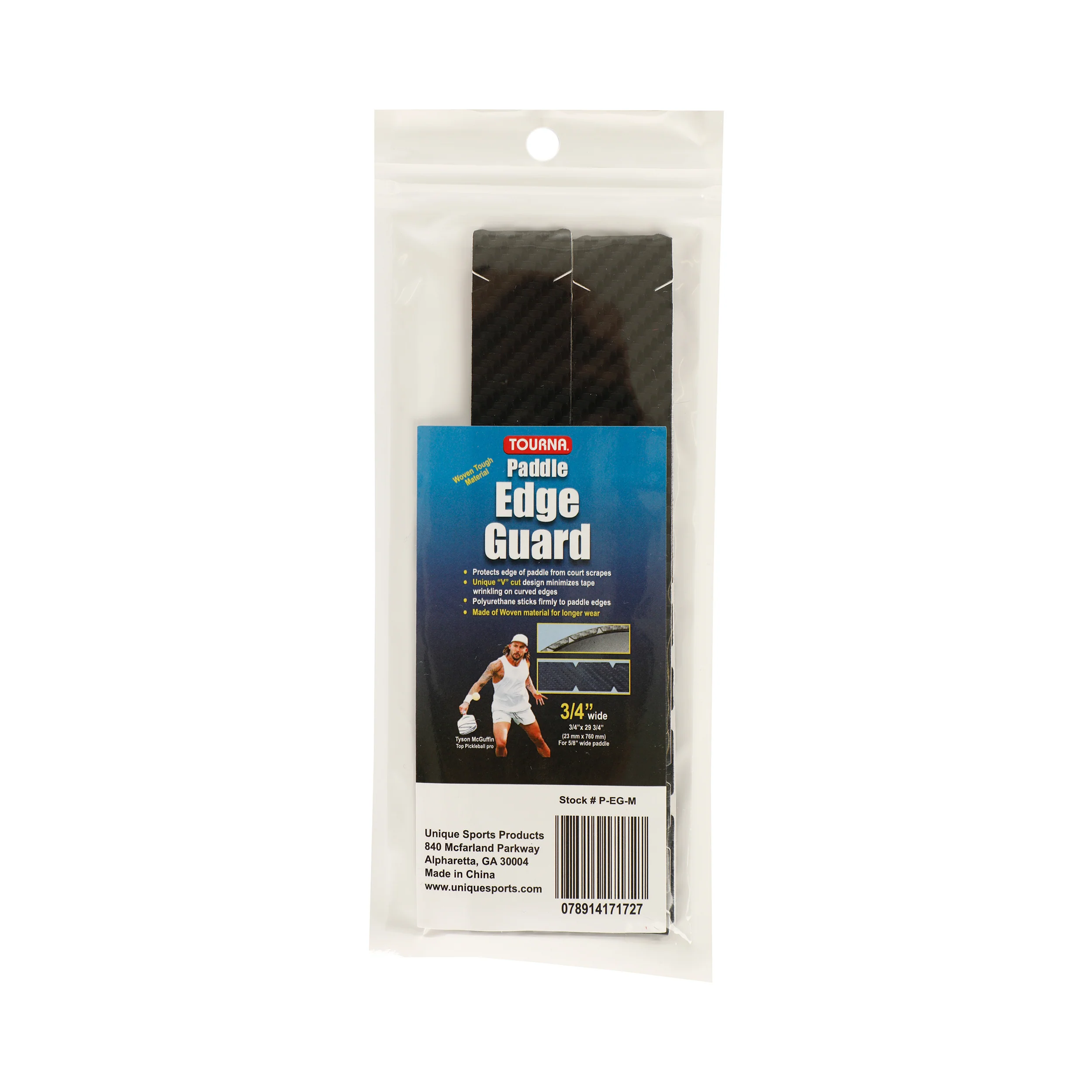 Padel Edge Guard Wooven 16mm Pickleball Rahmenschutzband-Schwarz