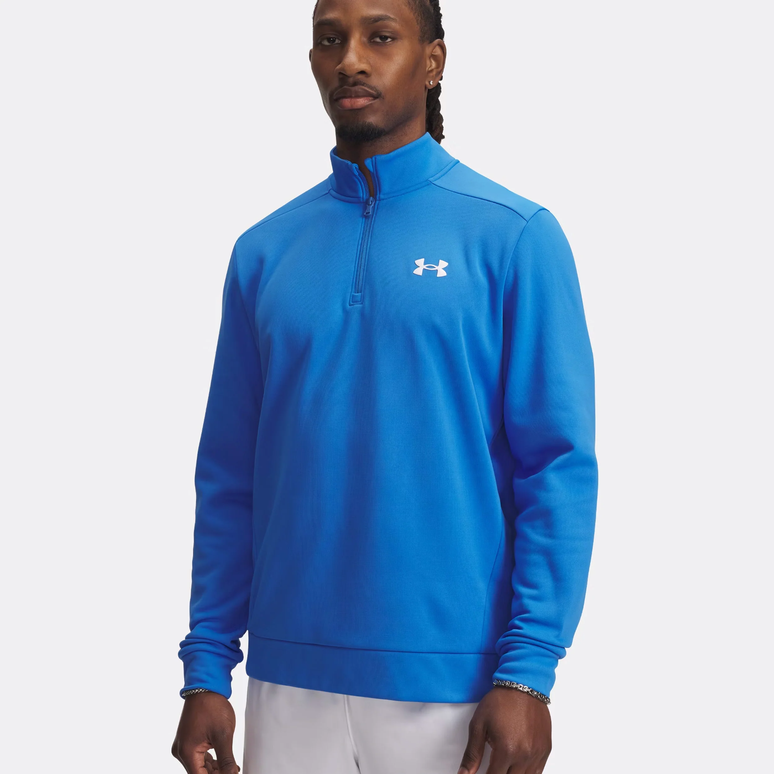 Armour Fleece 1/4 Zip Longsleeve Herren-Blau,Weiß