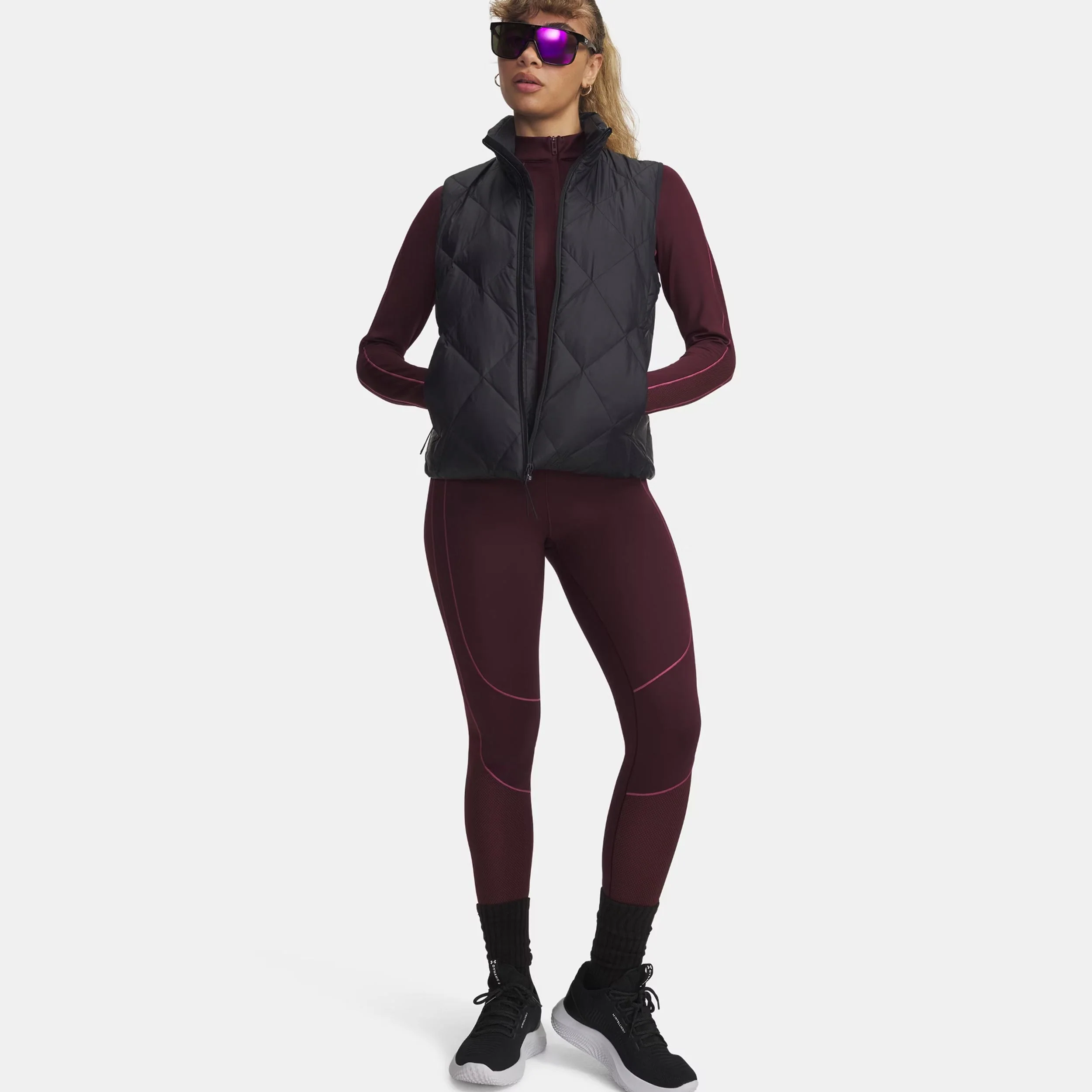 ColdGear Textured Tight Damen-weinrot - Image 3