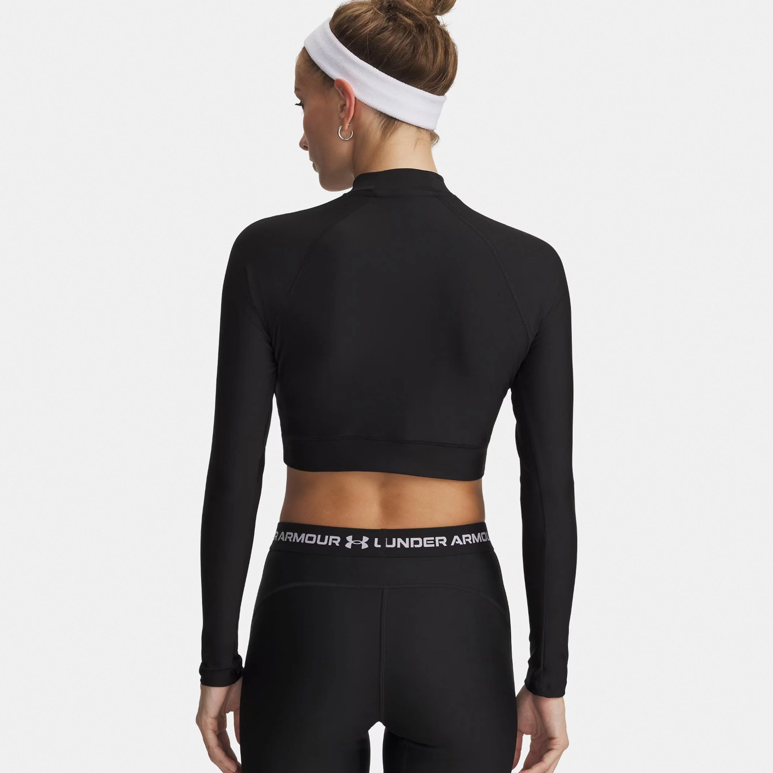 HeatGear Crop Mock Longsleeve Damen-schwarz, weiß - Image 2