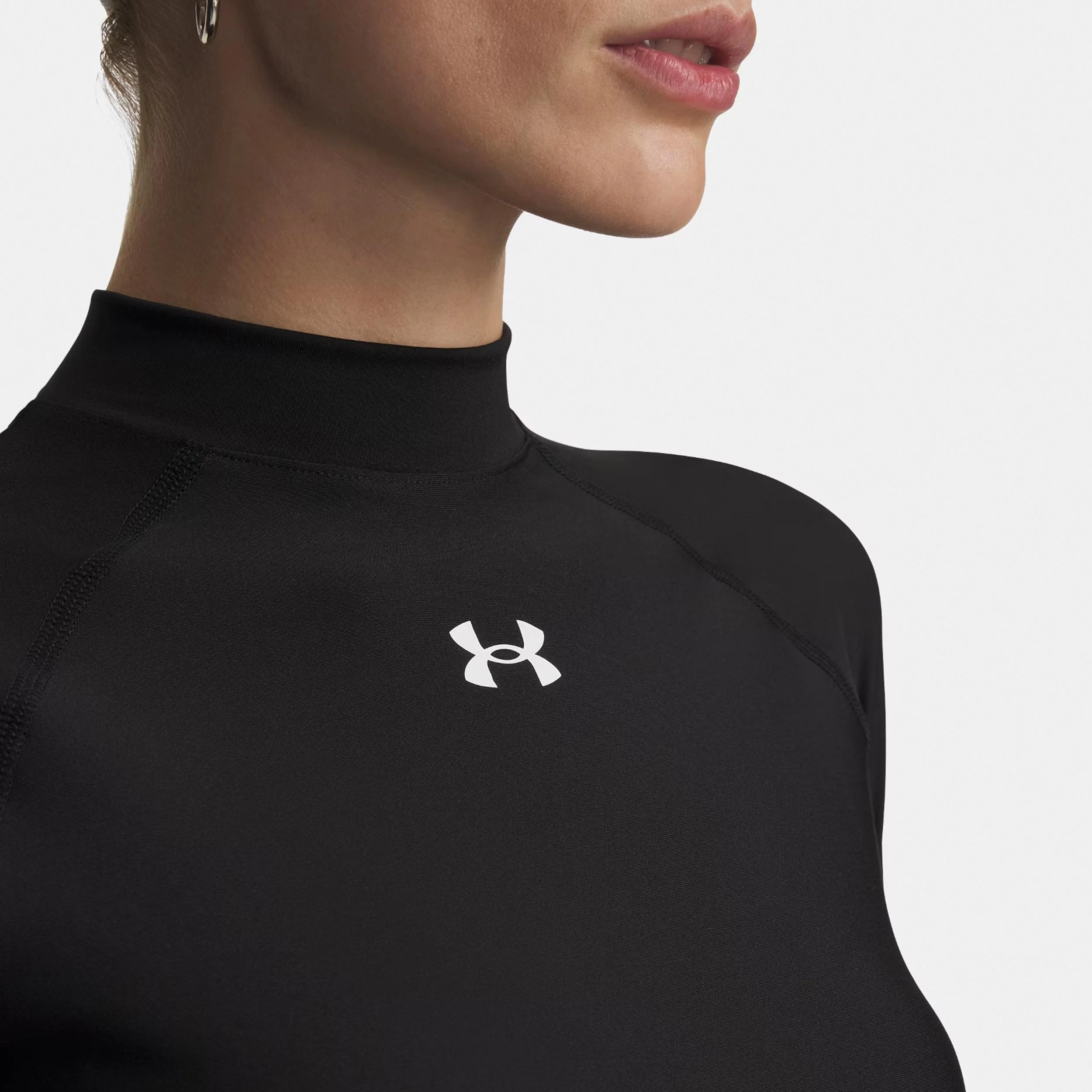 HeatGear Crop Mock Longsleeve Damen-schwarz, weiß - Image 3