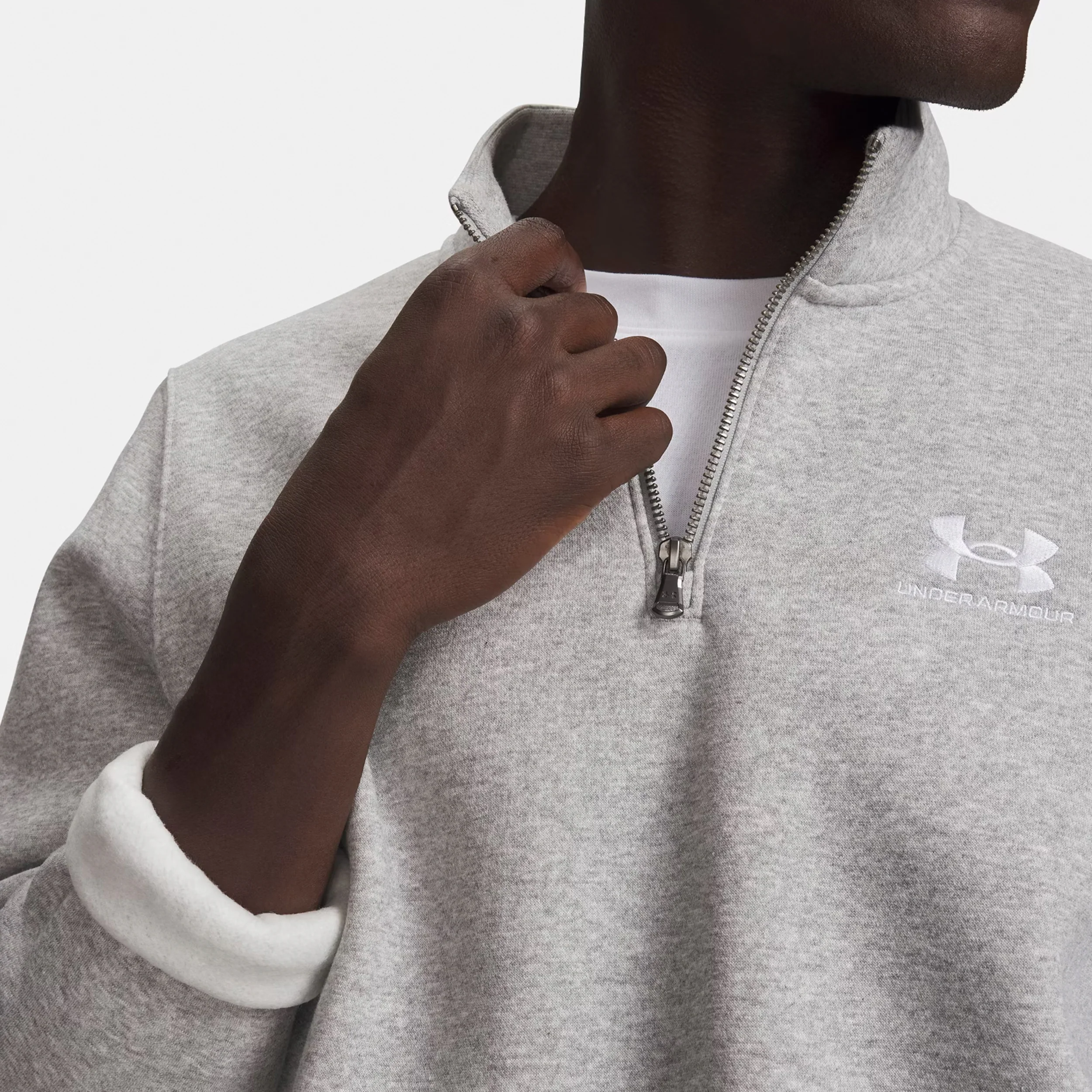 Icon Fleece 1/4 Zip Sweatshirt Herren - grau, weiß - Image 3