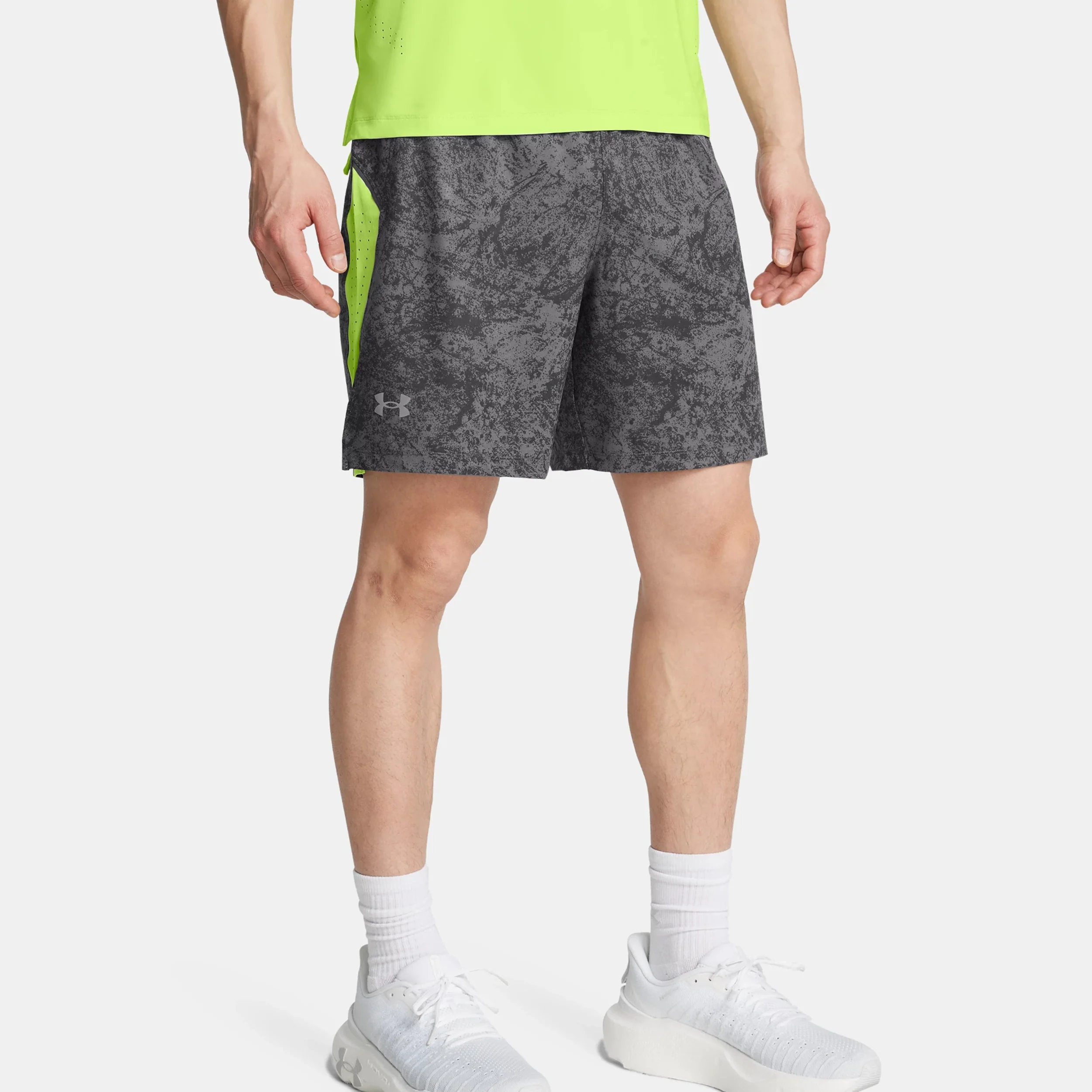 Launch Pro 7in Printed Laufshorts Herren-Grau,Grün - Image 3